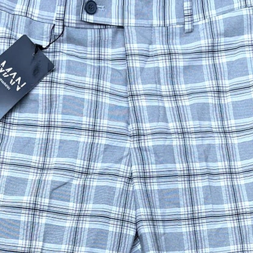 Boohoo Boohoo MAN Skinny Check Smart Trousers Cropped Pants Gray 32R (32 x 29) Size US 32 / EU 48 - 3 Thumbnail
