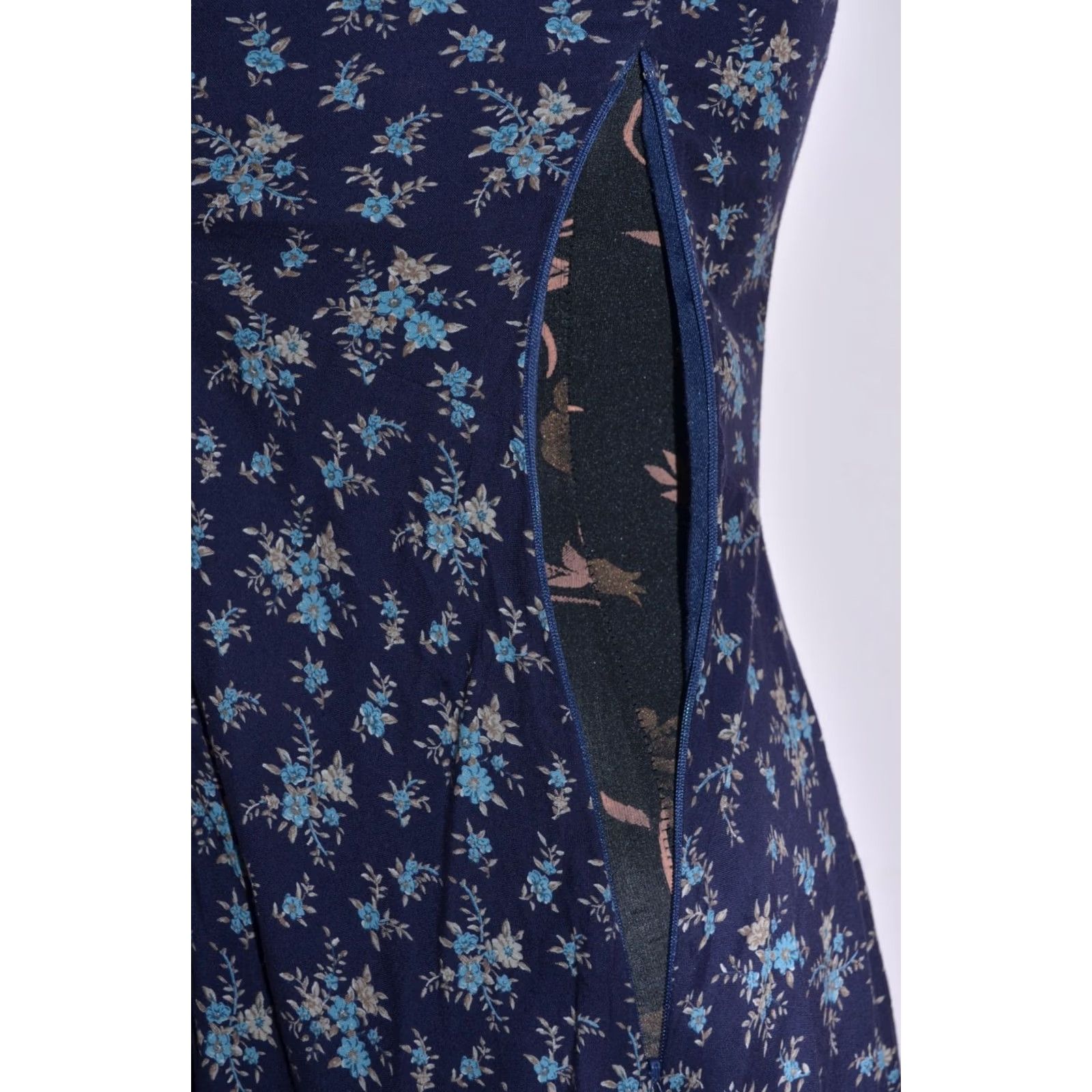 Vintage Denim & Supply Ralph Lauren Dress Women Short Sleeve Knee Length Flower Print Size 0 Blue Fit & Flare Size 25" / US 0 / IT 36 - 3 Thumbnail