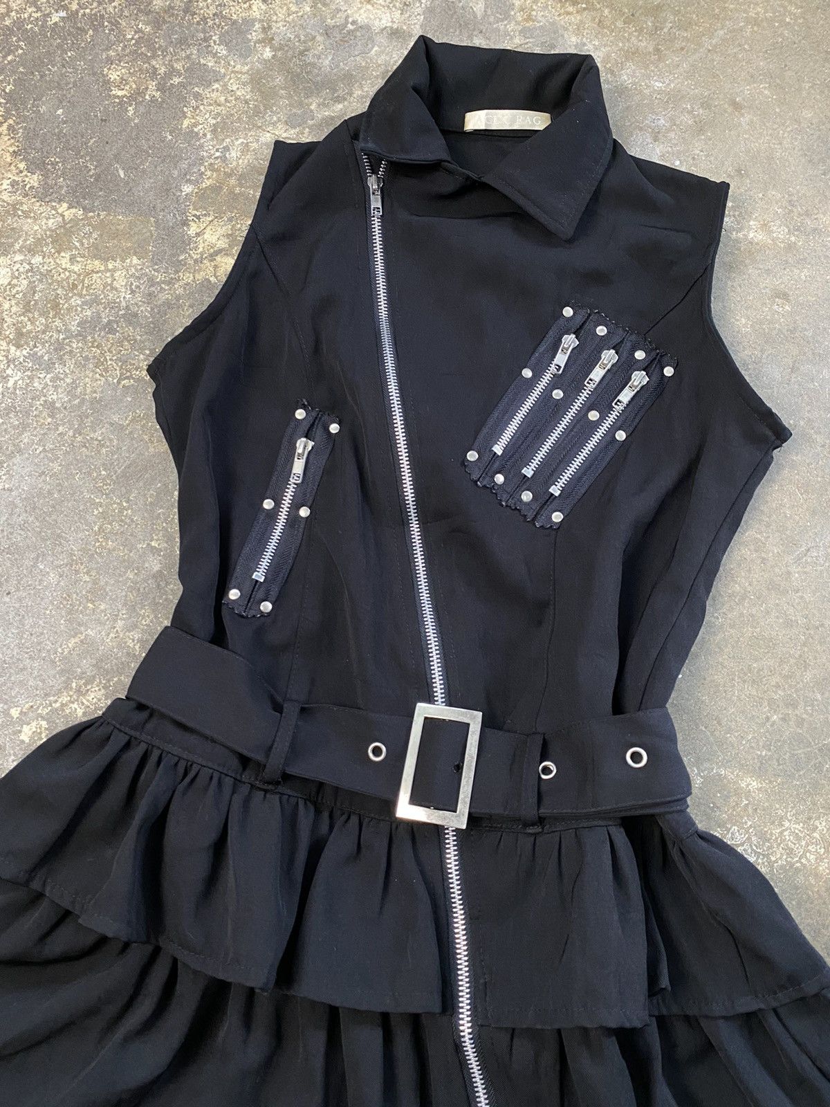 If Six Was Nine ACDCRAG Asymmetric Zip Ruffle Dress / Vest – Gothic Tech Size S / US 4 / IT 40 - 3 Thumbnail