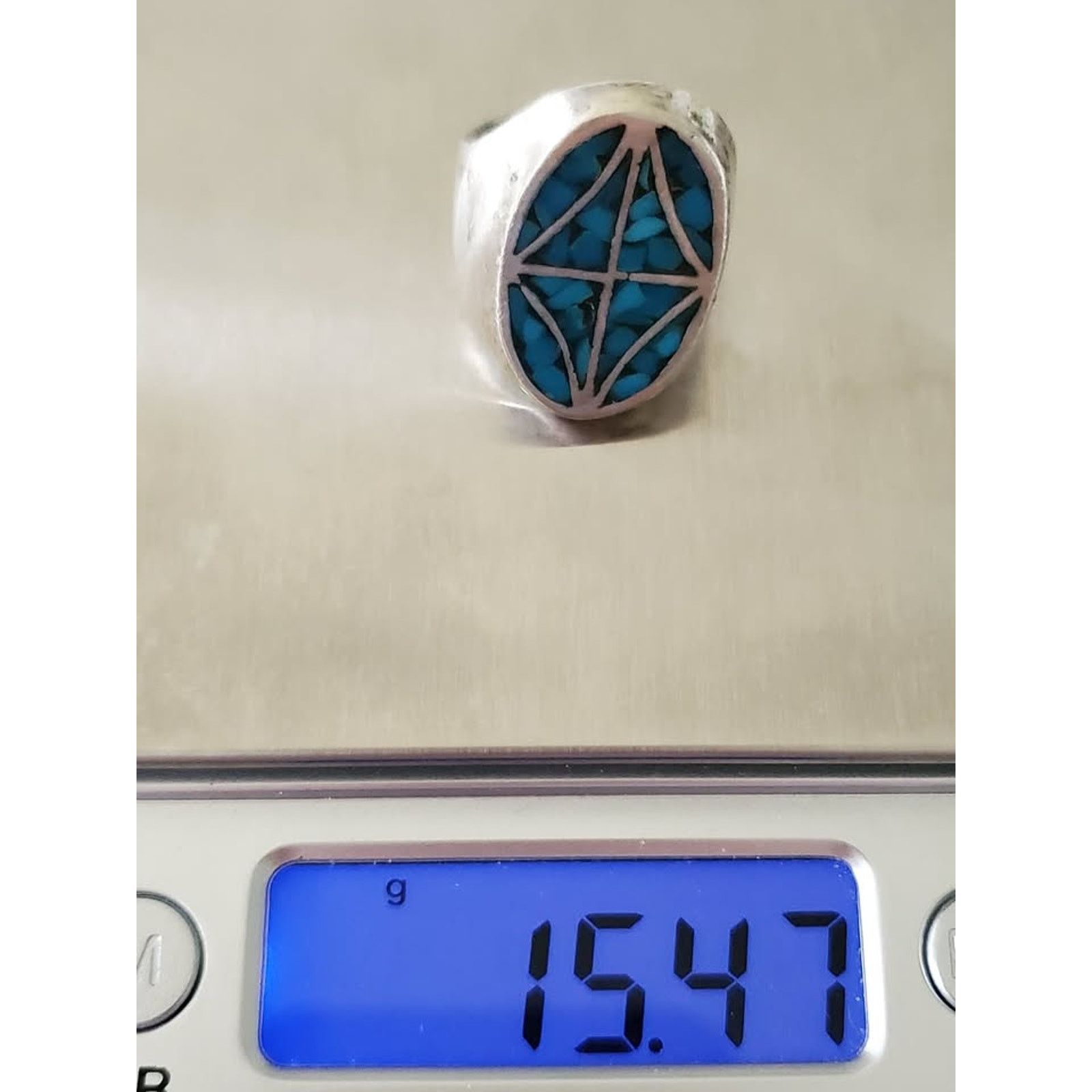 Other Vintage Silver-plate Turquoise Inlay Ring Size ONE SIZE - 7 Thumbnail