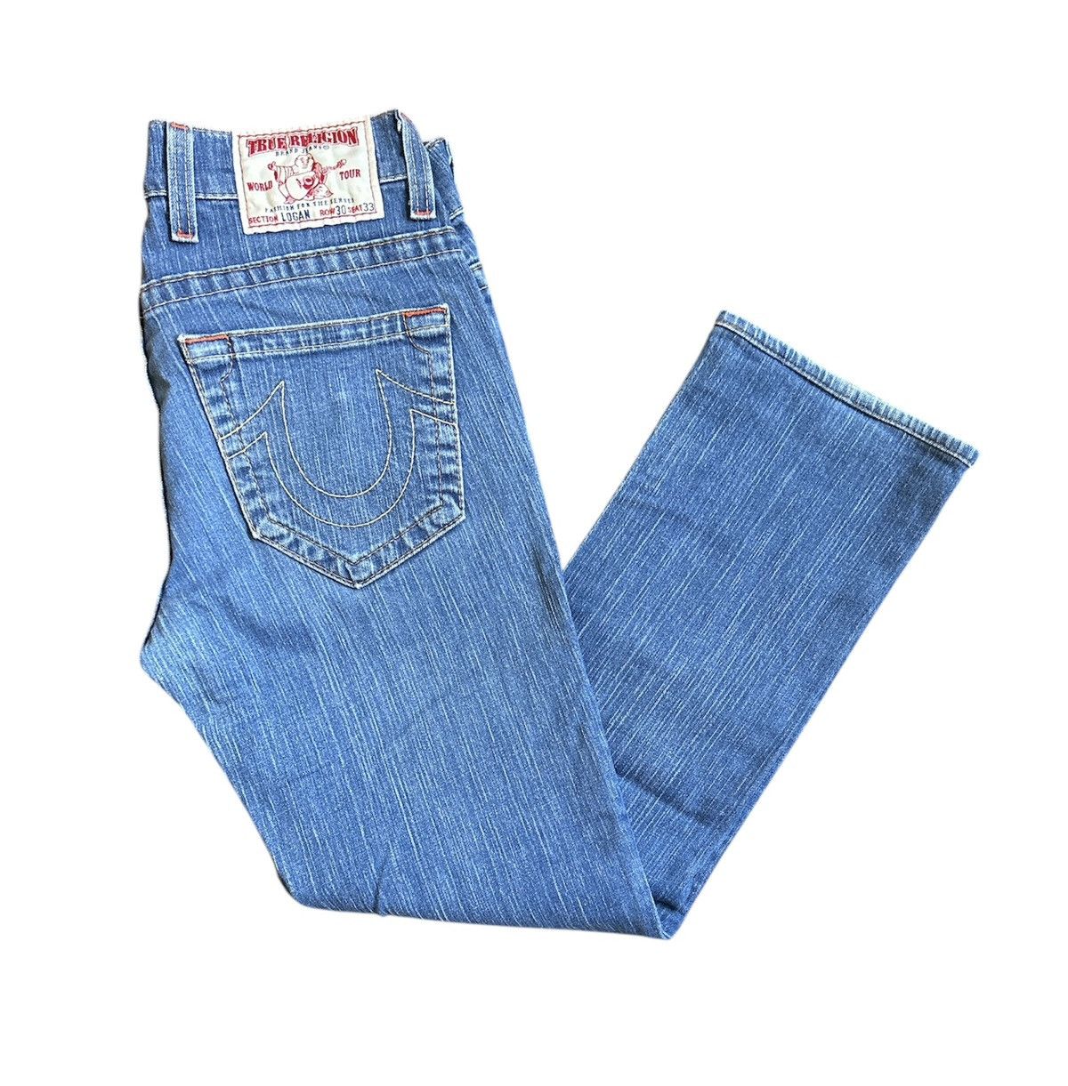 True Religion × Vintage True Religion Blue Logan Relaxed Straight Jeans Size: 30x33 Size US 30 / EU 46 - 1 Thumbnail