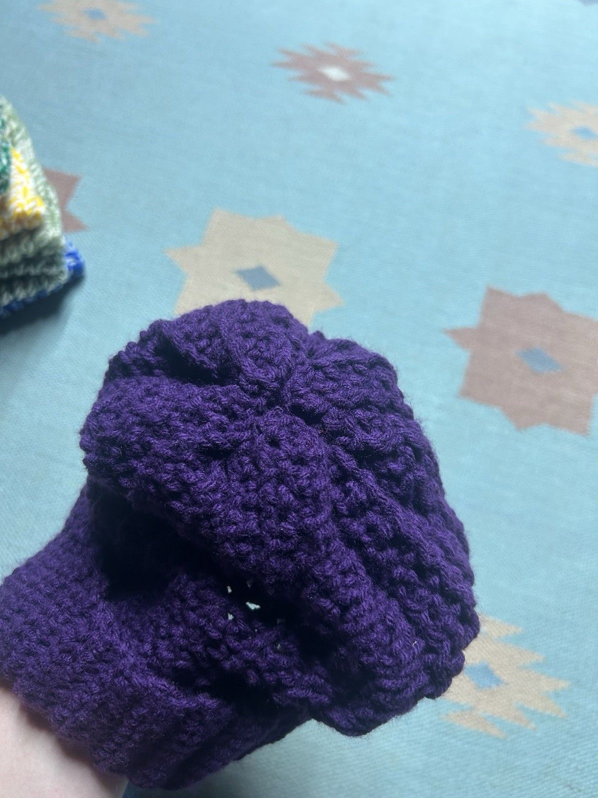 Vintage Hand knit crochet beanie skull winter hat plum one size OSFA Size ONE SIZE - 4 Thumbnail