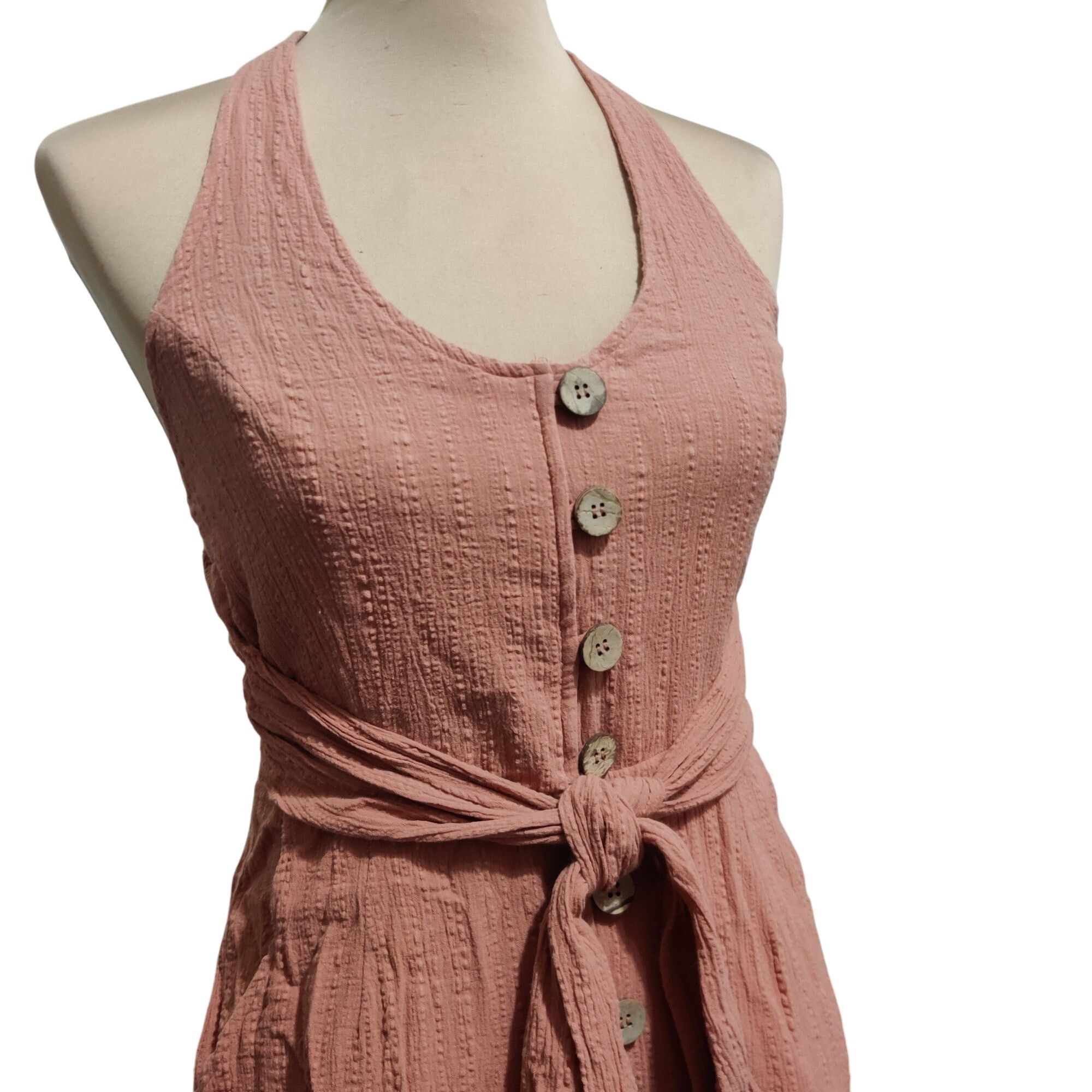 Other Cotton Candy LA M Textured Clay Halter Romper Button Front T Size M / US 6-8 / IT 42-44 - 2 Thumbnail