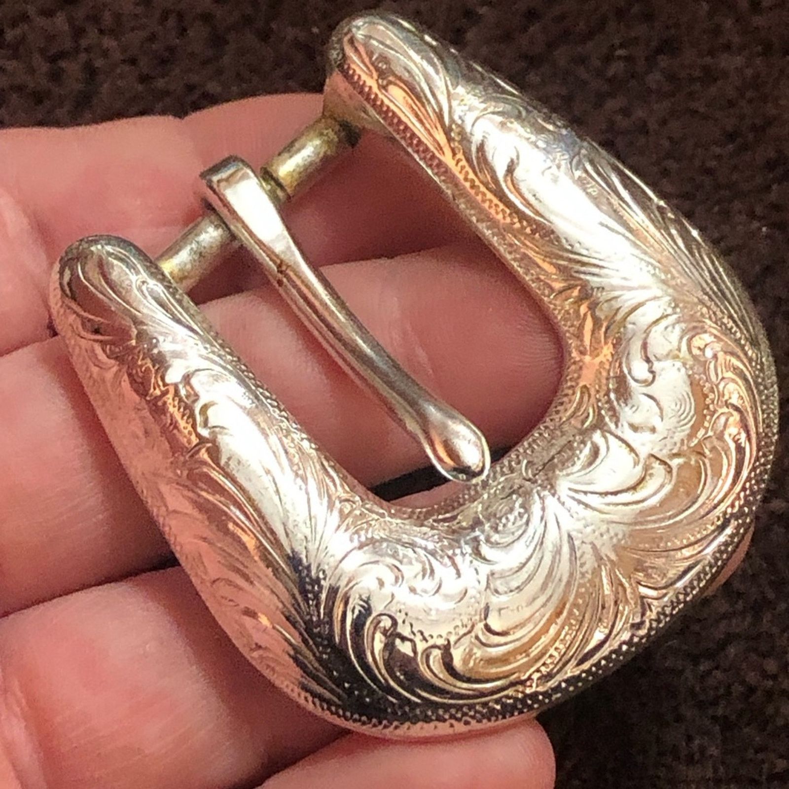 Vintage Vintage etched silver tone classic western style belt buckle Size ONE SIZE - 4 Thumbnail