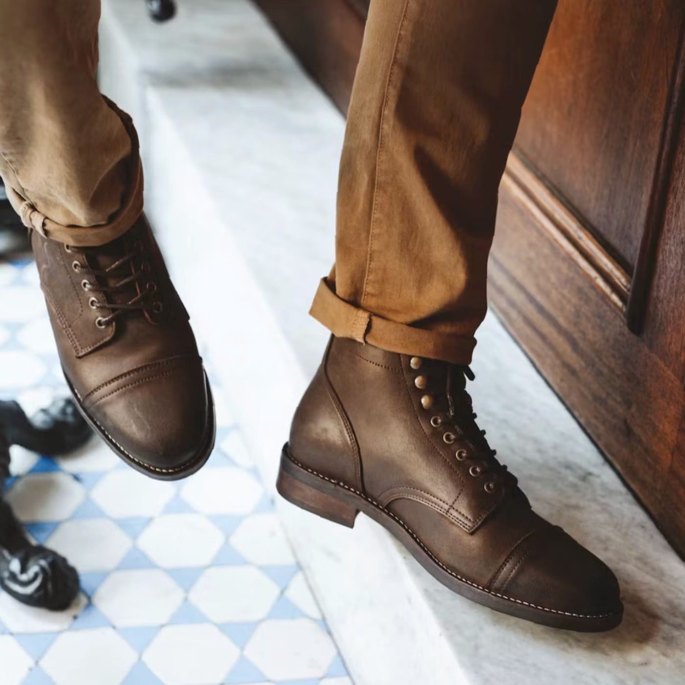 RHODE Rhodes Dean Boots Mens 11 Brown Leather Speed Lace Dark Nubuck Cap Toe Lace Up Ankle Boot Portugal Portugal Size US 11 / EU 44 - 6 Thumbnail