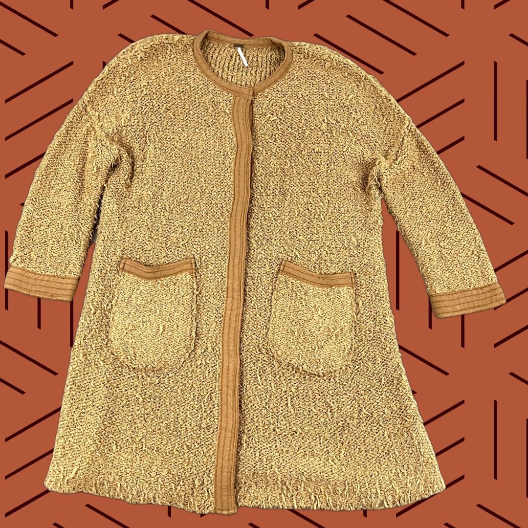 Free People FREE PEOPLE Oversized Sweater Womens Small Brown Warm Fuzzy Long Coat with Pockets Size S / US 4 / IT 40 - 1 Thumbnail