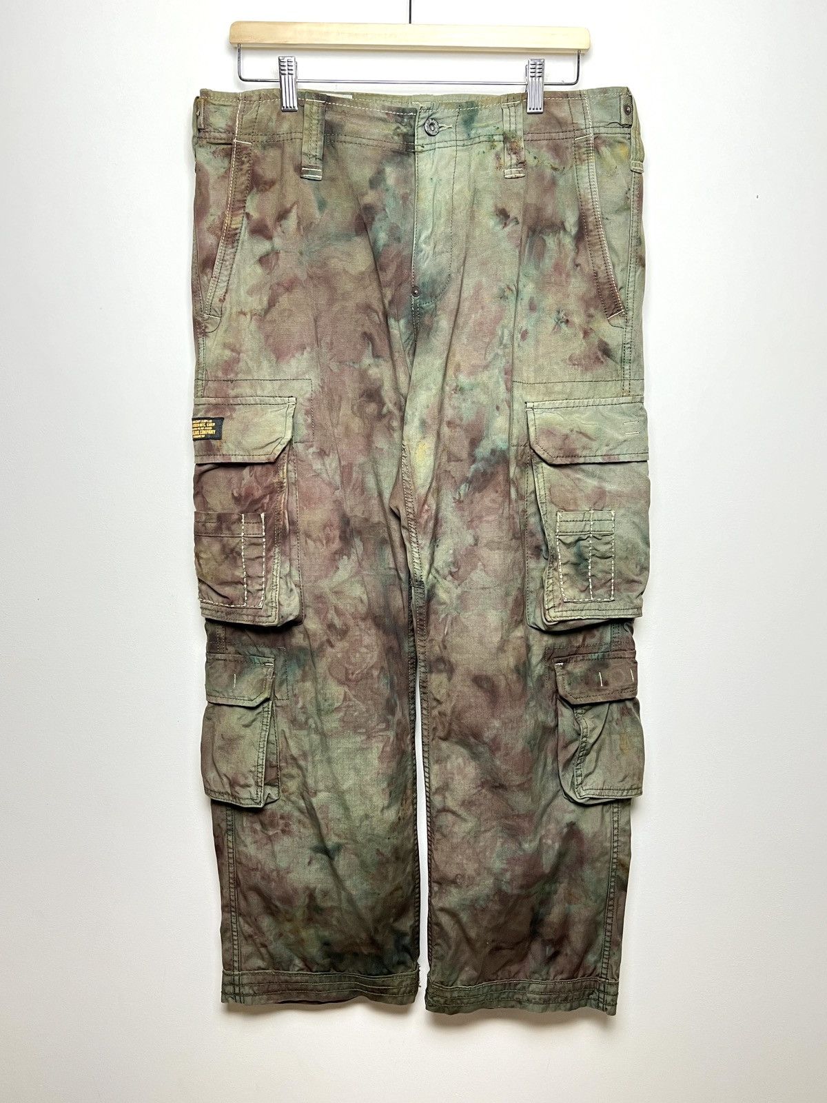 Image of Archival Clothing x Polo Ralph Lauren Ralph Laurent Tie Dye Cargo Camo Multipocket Army Pants (Size