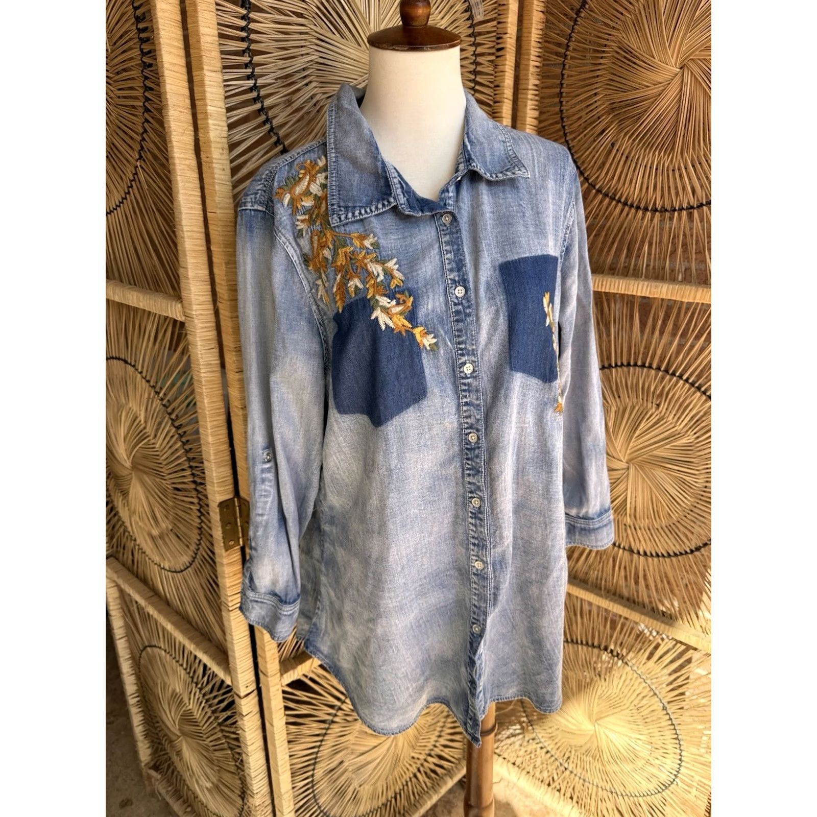 Vintage Reba Chambray Shirt Button-Up Women L Blue Casual Travel 90s? Size L / US 10 / IT 46 - 4 Thumbnail