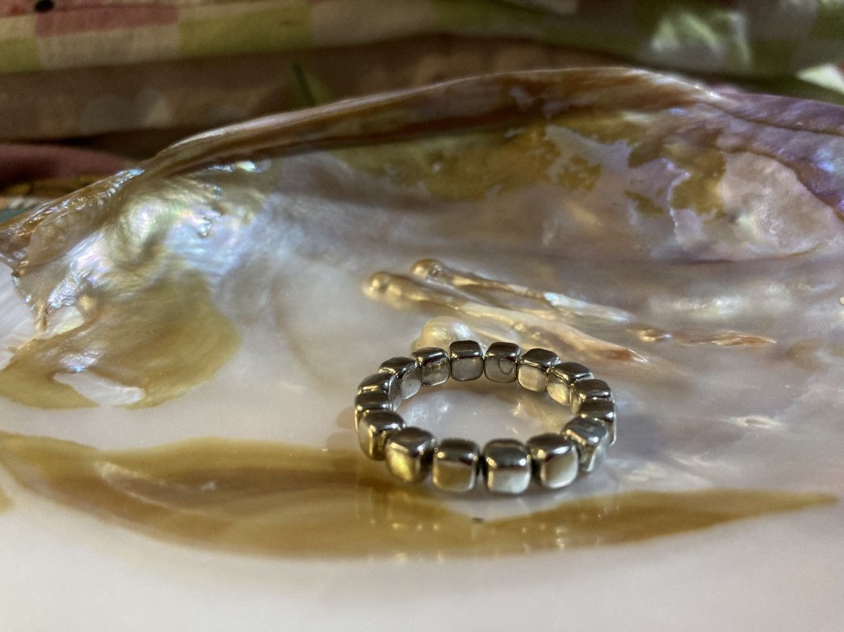 Other Silver coloured square beaded ring Size ONE SIZE - 1 Thumbnail