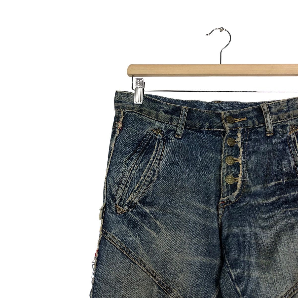 Tornado Mart 📌Bow Cut Design Punk Style Patch Work Style Butterfly Denim Size 32" / US 10 / IT 46 - 6 Thumbnail
