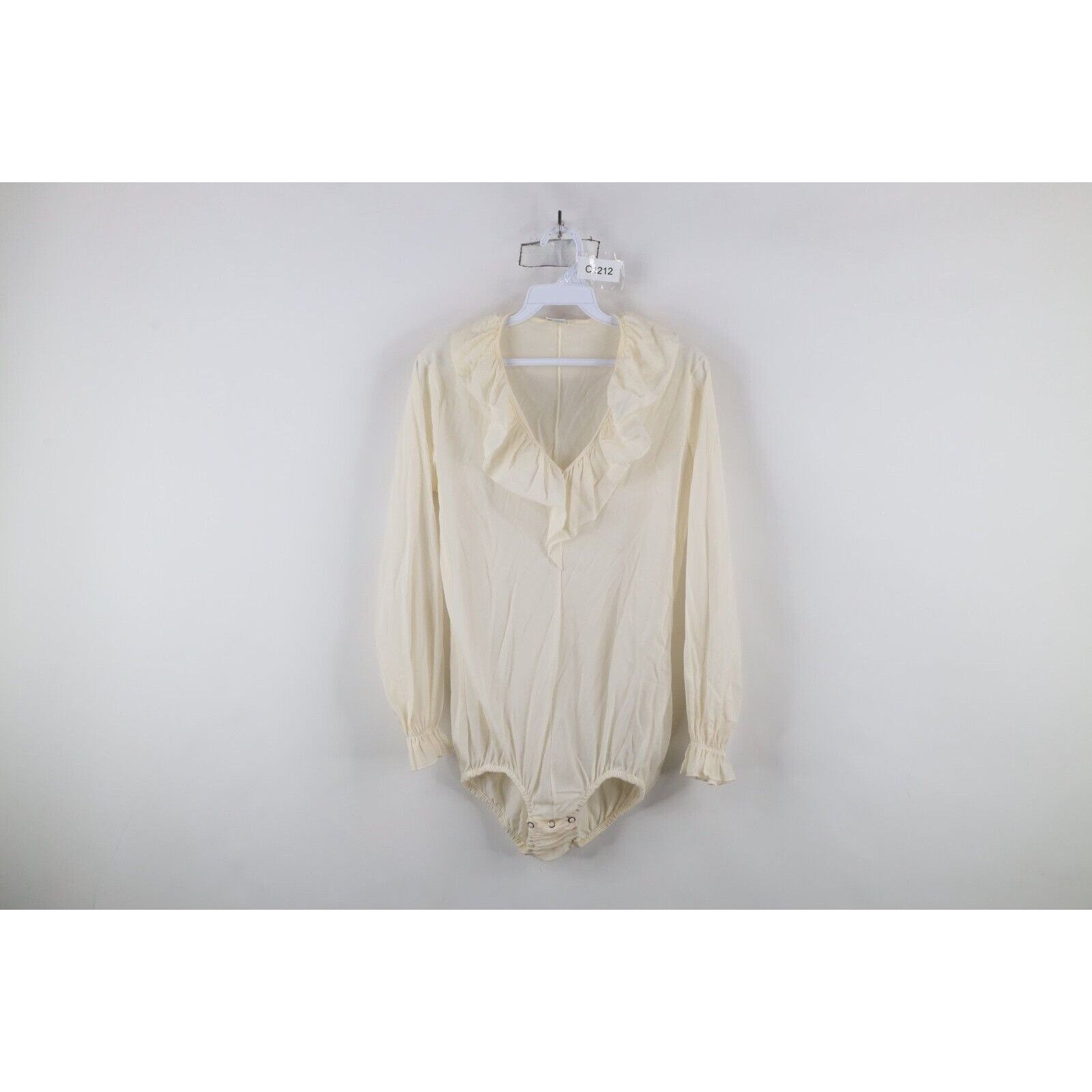 Vintage Vintage 60s 70s Sheer Snap Crotch Ruffled Romper Suit Size XL / US 12-14 / IT 48-50 - 1 Thumbnail