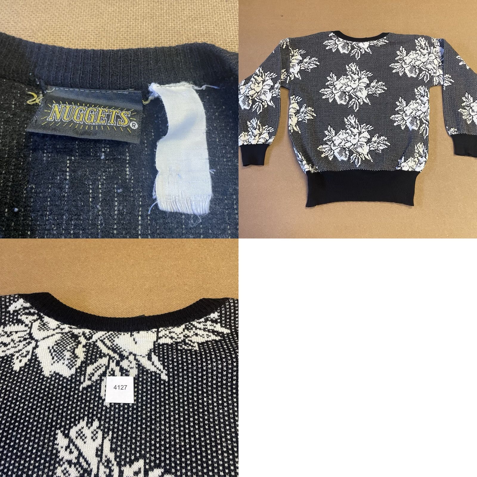 Vintage Nuggets Knit Sweater Womens XS Black Grandma Flowers Ladies Pullover Long Sleeve 1/2 Zip Casual Fall Spring Winter Knit Pattern Solid Size XS / US 0-2 / IT 36-38 - 8 Thumbnail