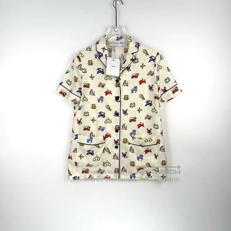 Dior Dior Beige constellation mulberry silk short-sleeved shirt Size XS / US 0-2 / IT 36-38 - 3 Thumbnail