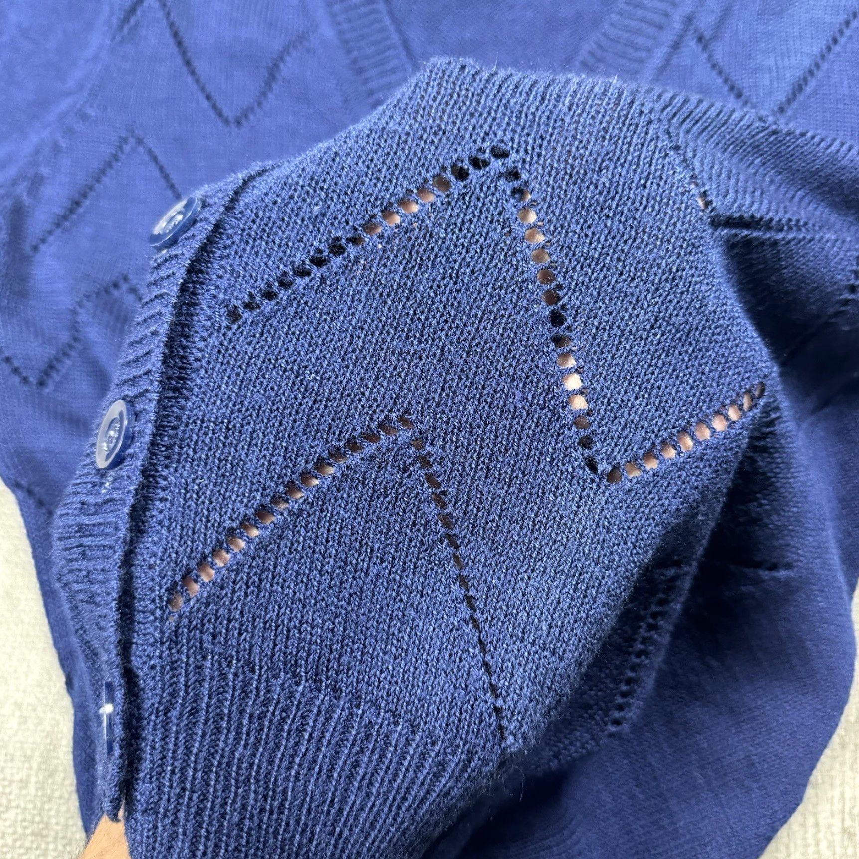 Vintage VINTAGE Leslie Fay Cardigan Sweater Womens Large Navy Blue 1970s Button V-Neck Mod Size L / US 10 / IT 46 - 5 Thumbnail