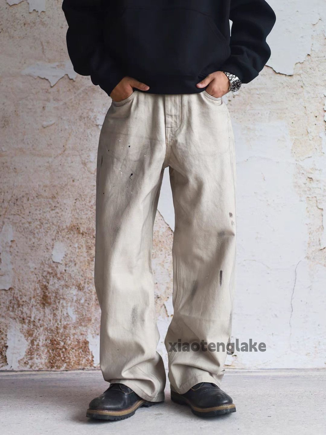 Vintage Unisex outdoor utility loose skate hiphop paint pants Size US 32 / EU 48 - 1 Thumbnail