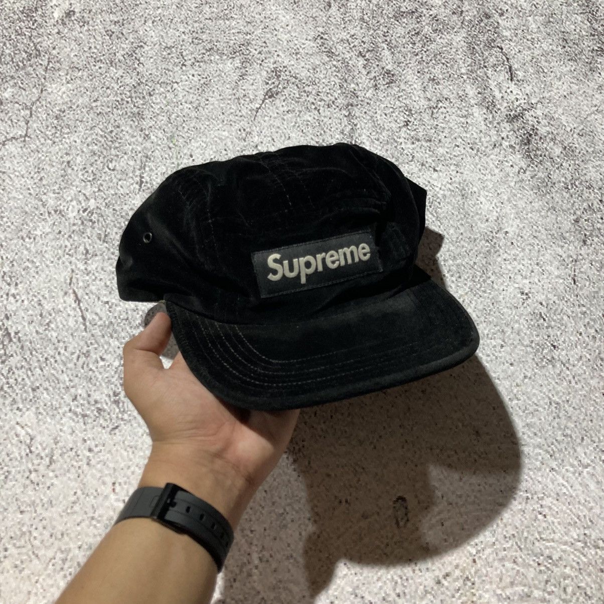 Supreme Supreme Box Logo Camp Cap Velvet Black Size ONE SIZE - 2 Thumbnail