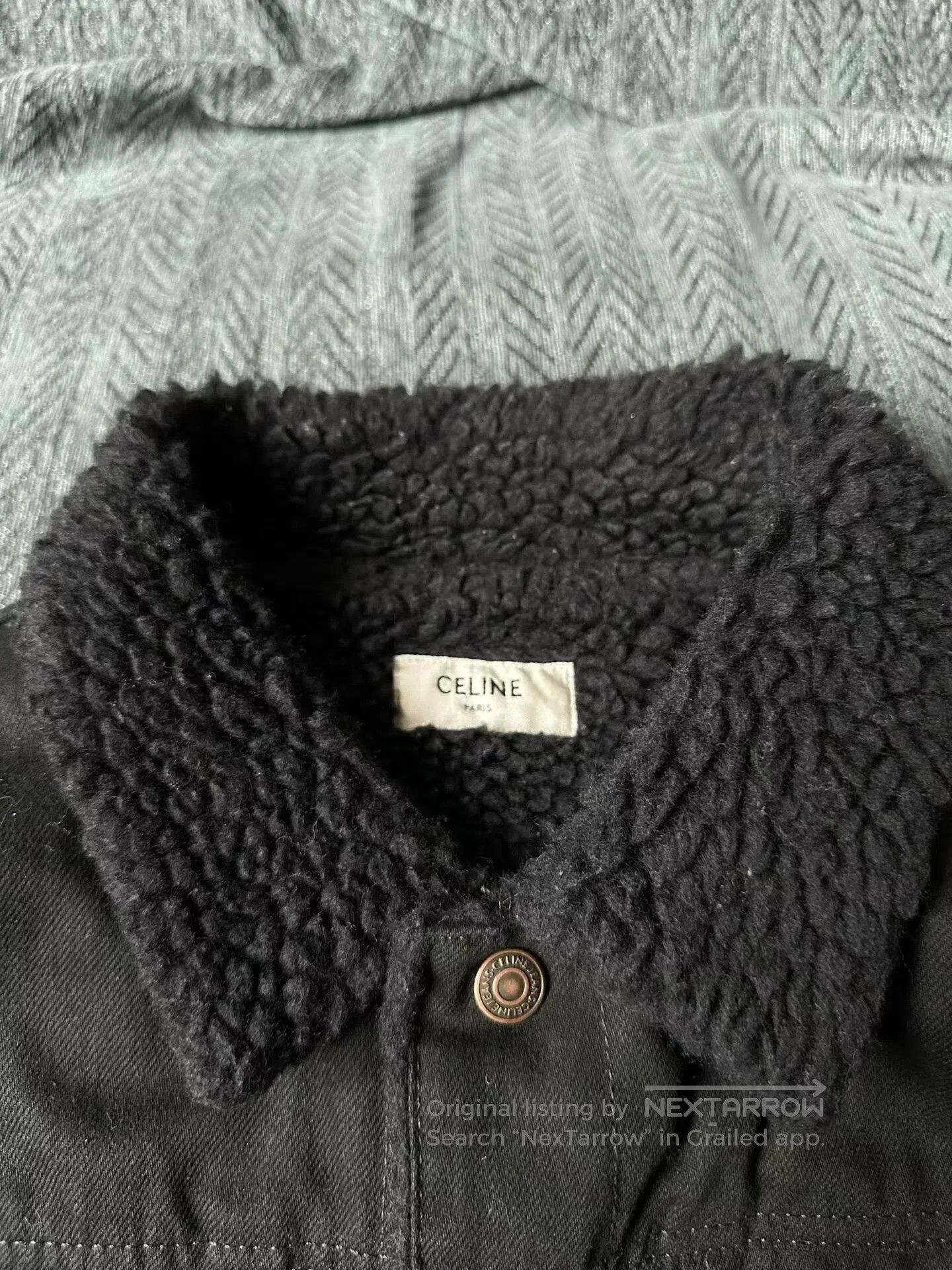 Celine Celine Lamb Wool Rhinestone Denim Jacket. Size M / US 6-8 / IT 42-44 - 4 Thumbnail
