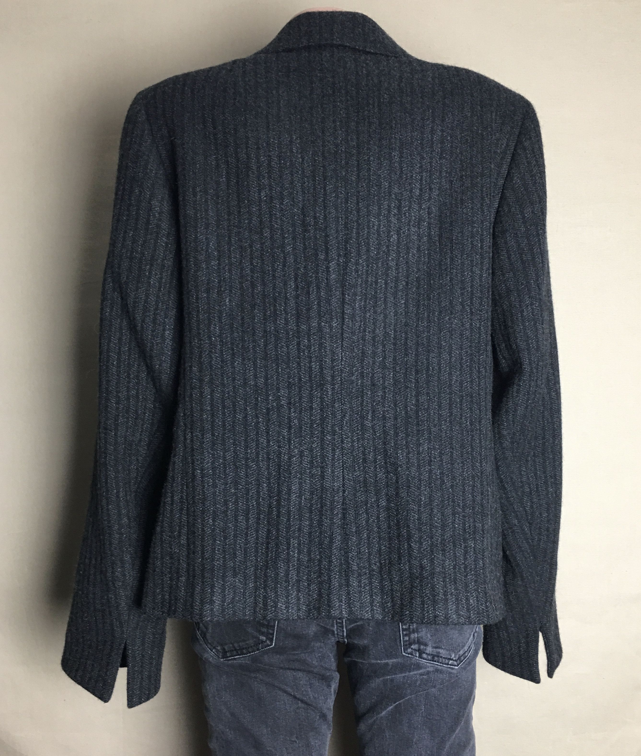 Akris AKRIS Cashmere Grey Striped Blazer Jacket EU44 US14 Size XL / US 12-14 / IT 48-50 - 4 Thumbnail