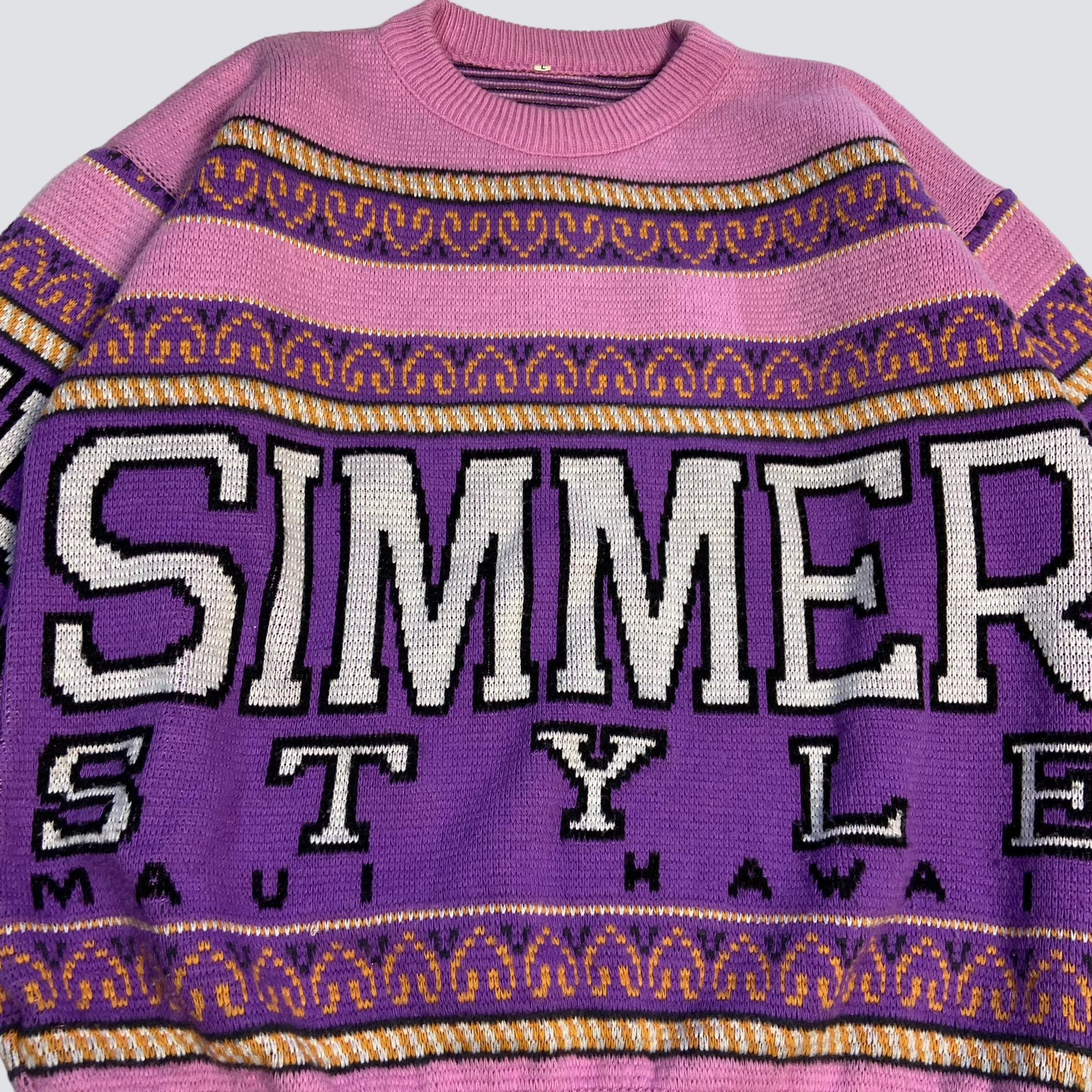 Vintage 1980s SIMMER STYLE MAUI ARCHIVE KNITTED SWEATER - № 1110 Size US L / EU 52-54 / 3 - 7 Thumbnail