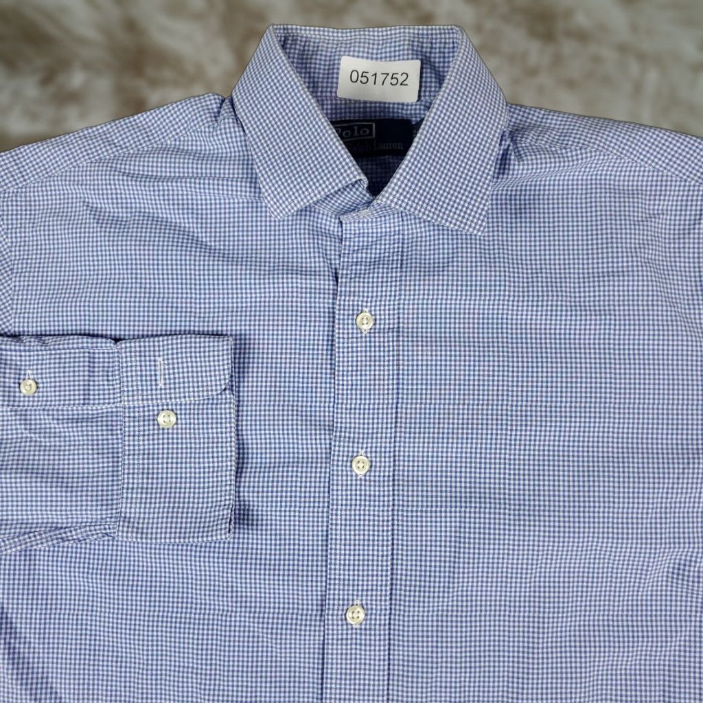 Ralph Lauren Ralph Lauren Dress Shirt Mens 16 Blue Check Long Sleeve Button Up Regular Fit Size 42R - 1 Thumbnail