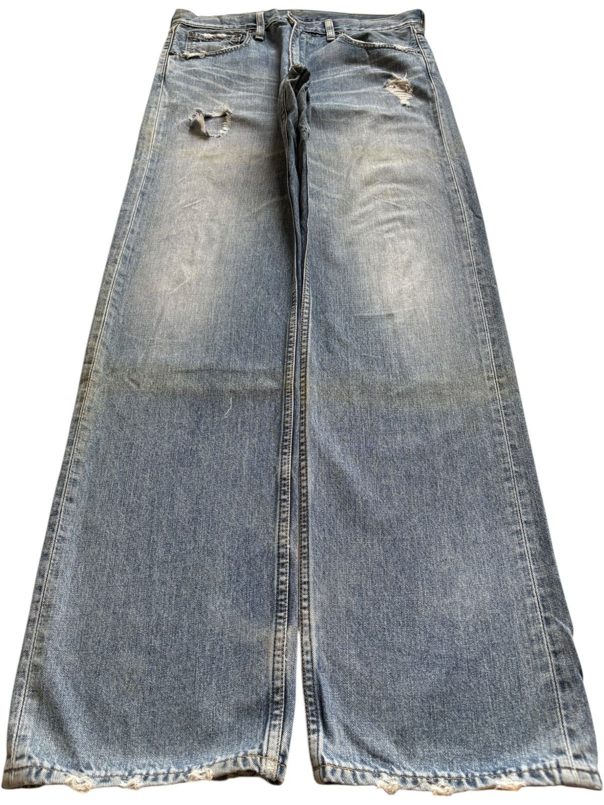 Levi's Vintage 90s Levis 503 Blue Wash Distressed Baggy Jeans Size US 33 - 1 Thumbnail