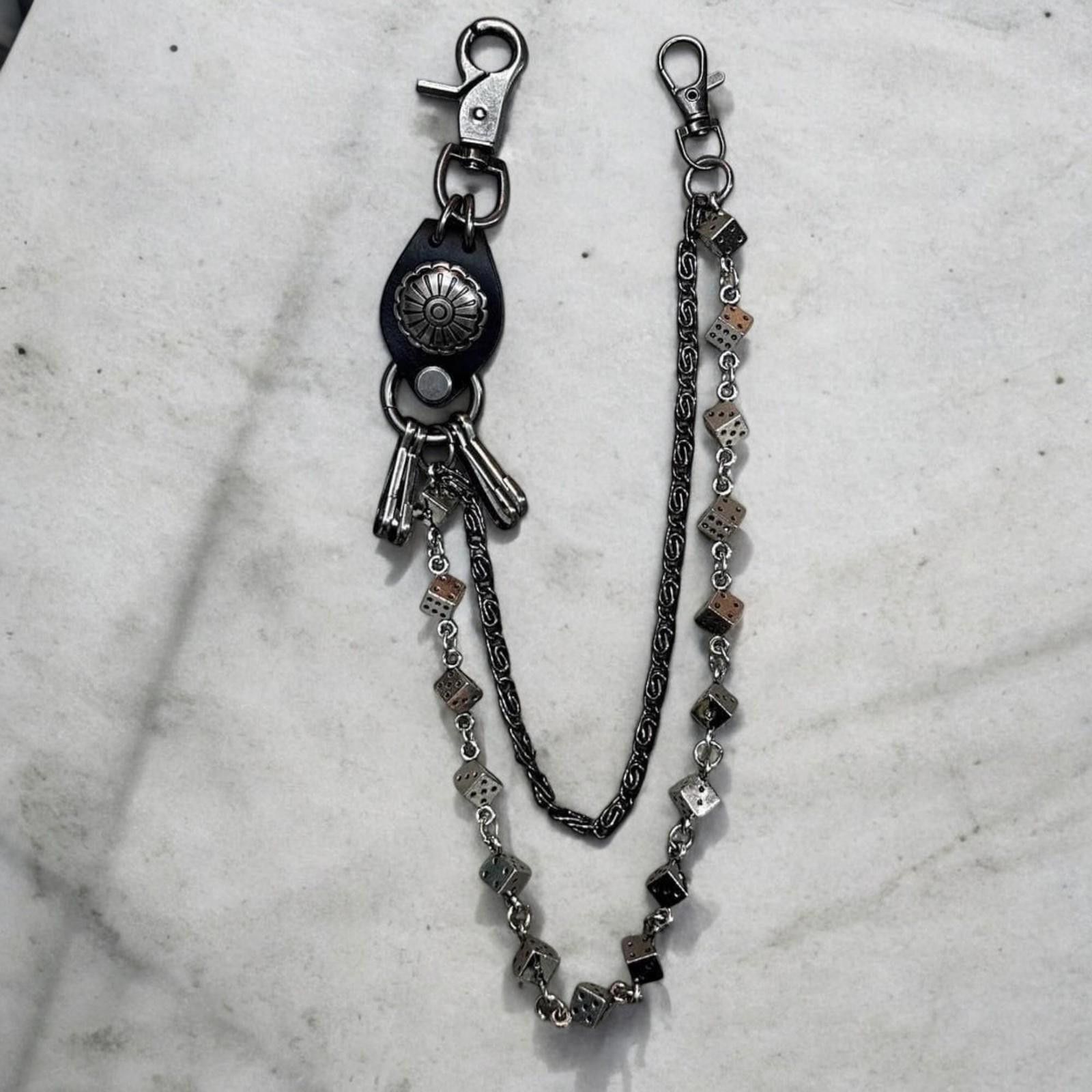 Jewelry Double Layered Dice Wallet Chain, Dice Keychain for Jeans Size ONE SIZE - 5 Thumbnail