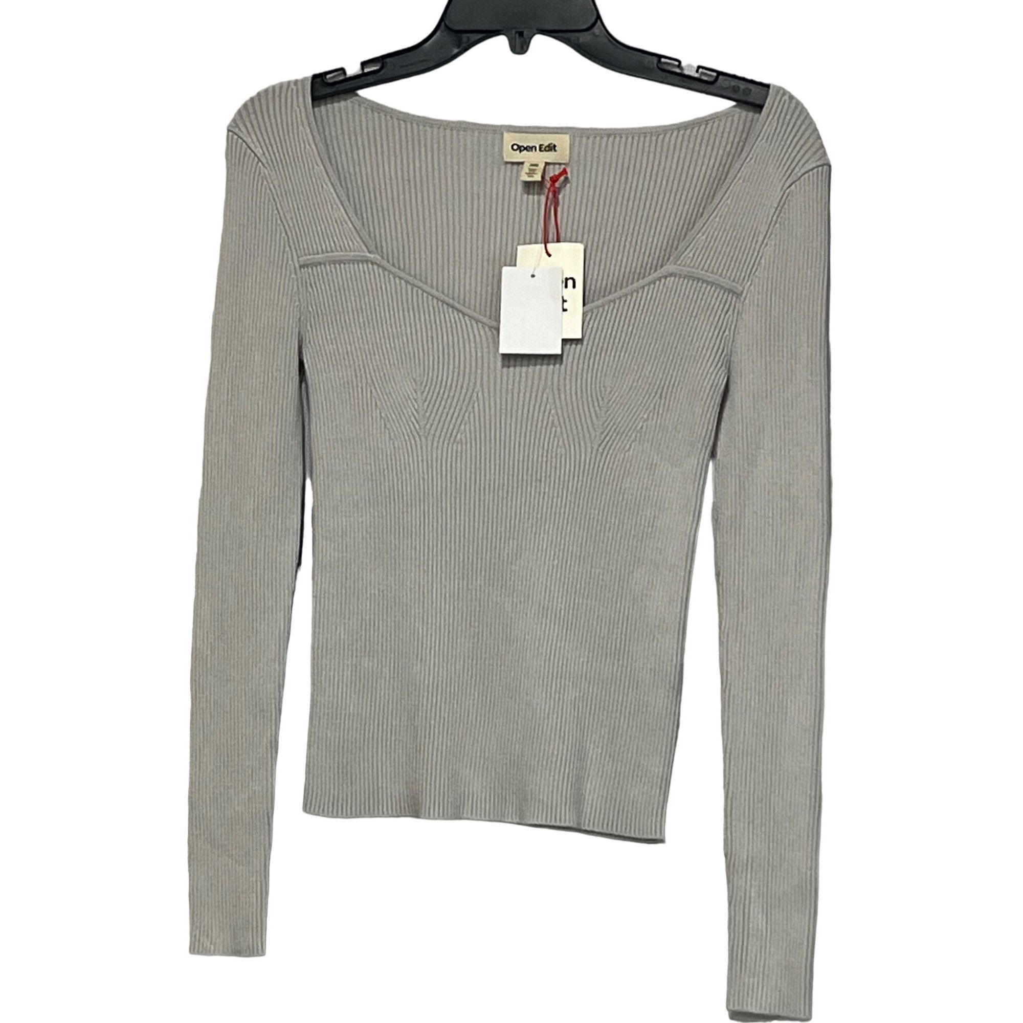 Other Open Edit women’s Sweetheart Neckline Ribbed Sweater Top, Gr Size XXS / US 00 / IT 34 - 4 Thumbnail