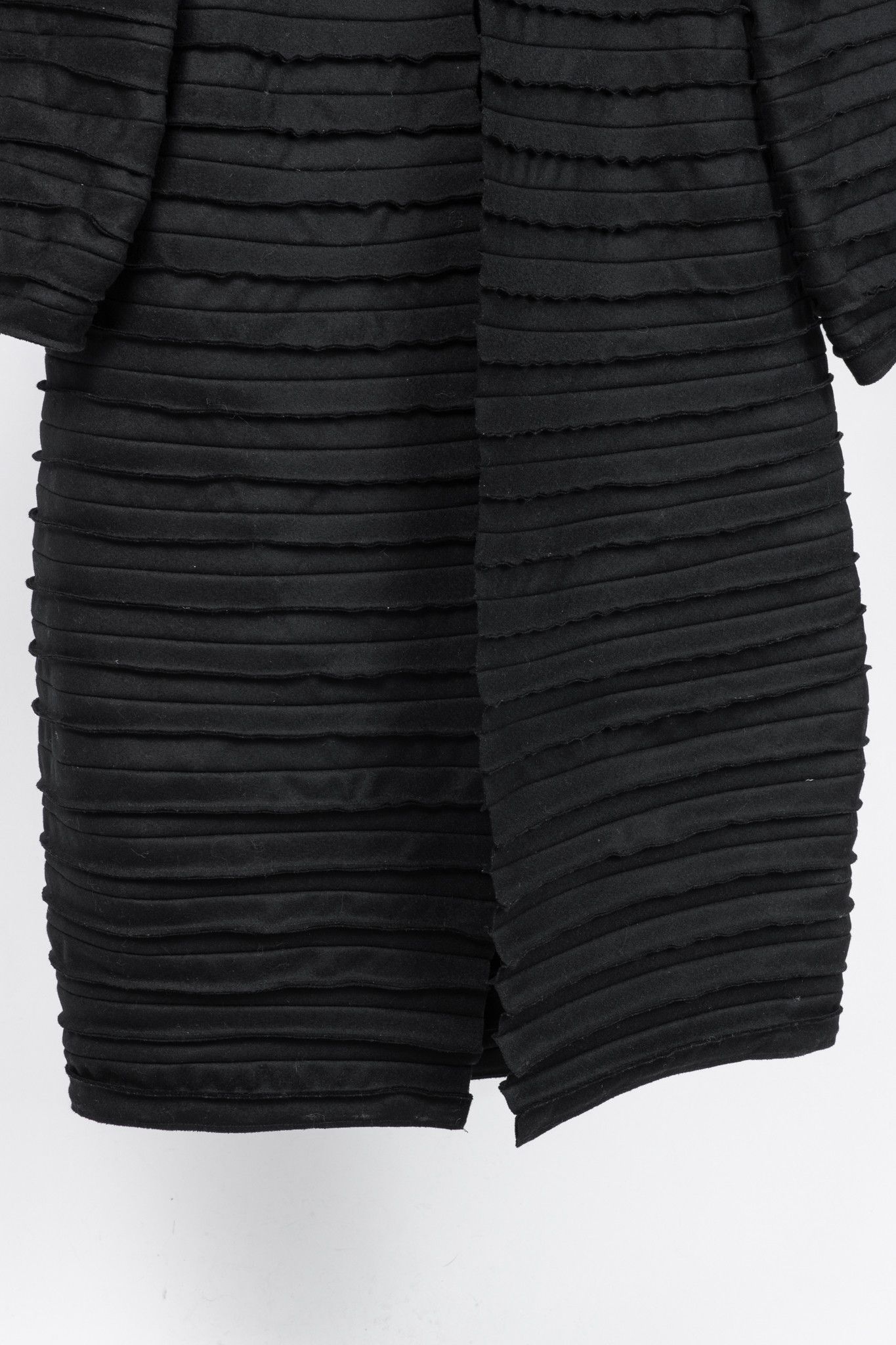 Other Sybilla Black Felt Pieced-Striped Coat Size L / US 10 / IT 46 - 7 Thumbnail