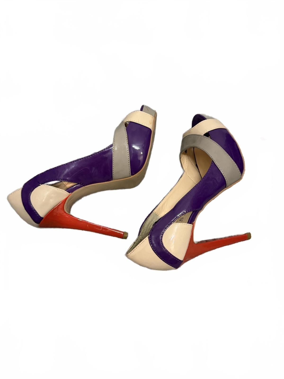Guess Guess Women's Purple and Beige High Heel Peep Toe Pumps Sz 6 Size US 6 / IT 36 - 5 Thumbnail