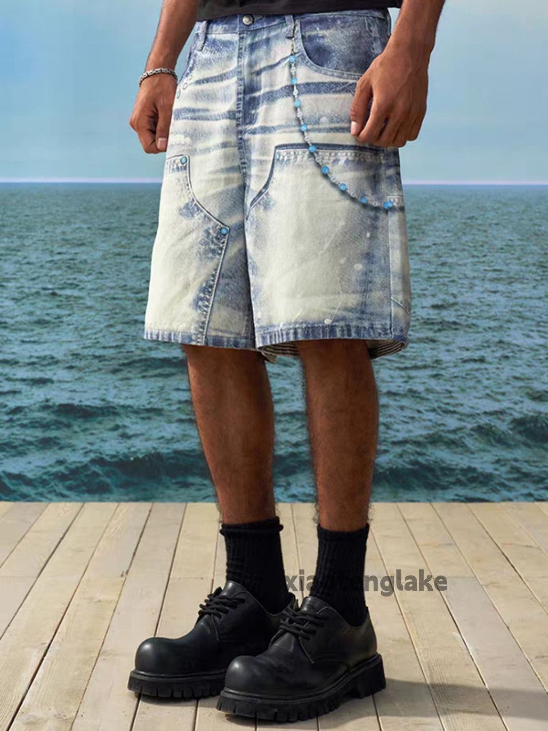 Jean × Vintage Unisex washed faded loose skate hiphop cargo shorts Size US 32 / EU 48 - 1 Thumbnail