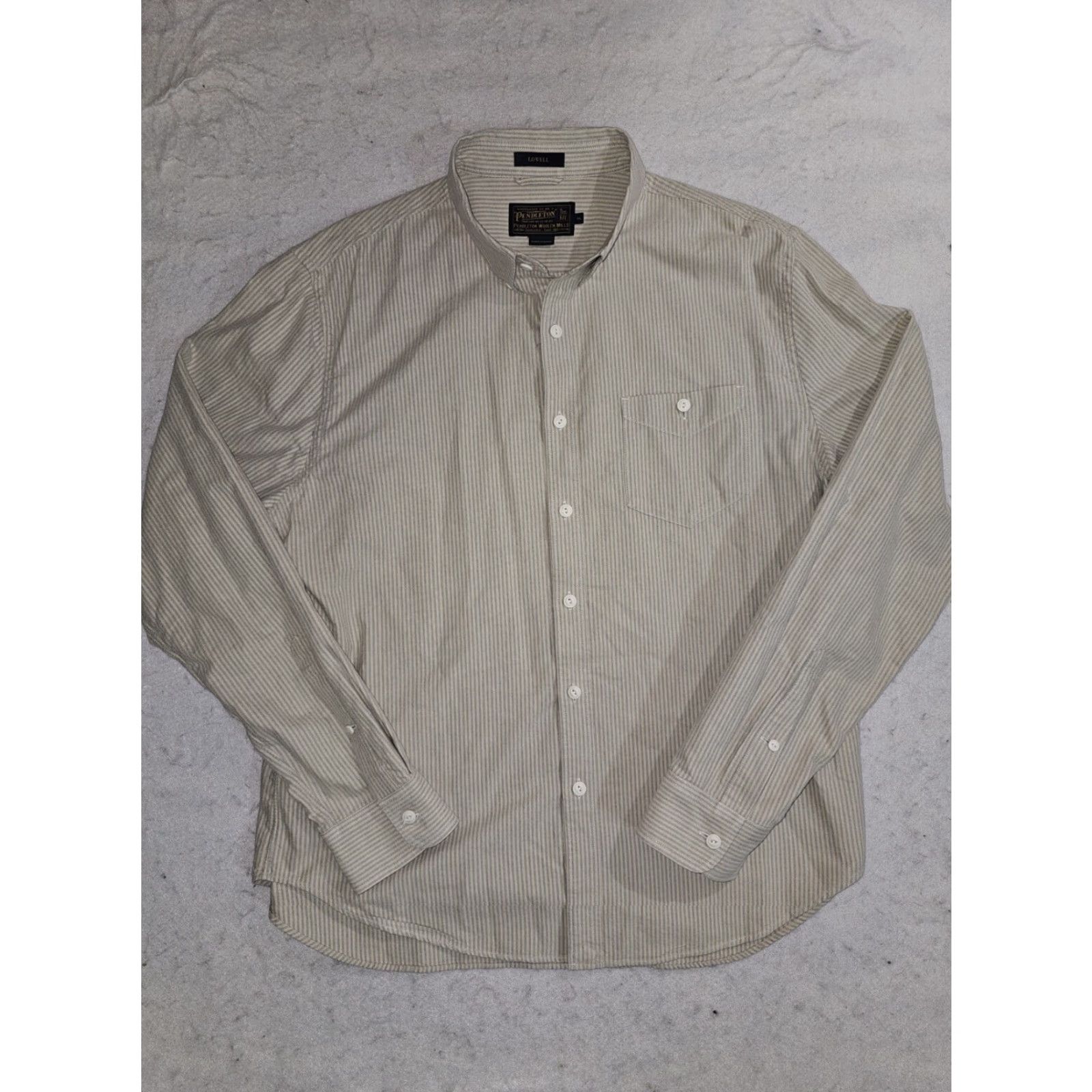 Pendleton VINTAGE Pendleton LOWELL Oxford Shirt Striped Long Sleeve Button Up Mens XL Cream/Ivory Cotton Oxford Collared Size US XL / EU 56 / 4 - 2 Thumbnail