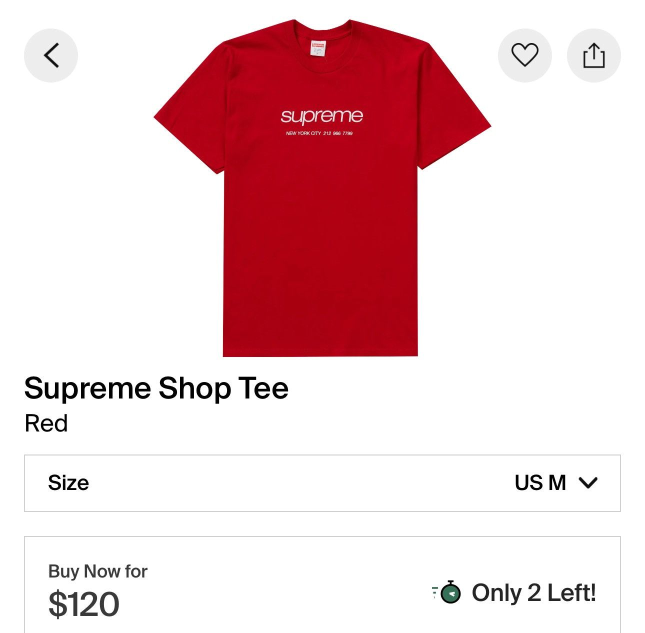 Supreme Supreme Shop Tee (Red) Size US L / EU 52-54 / 3 - 4 Thumbnail