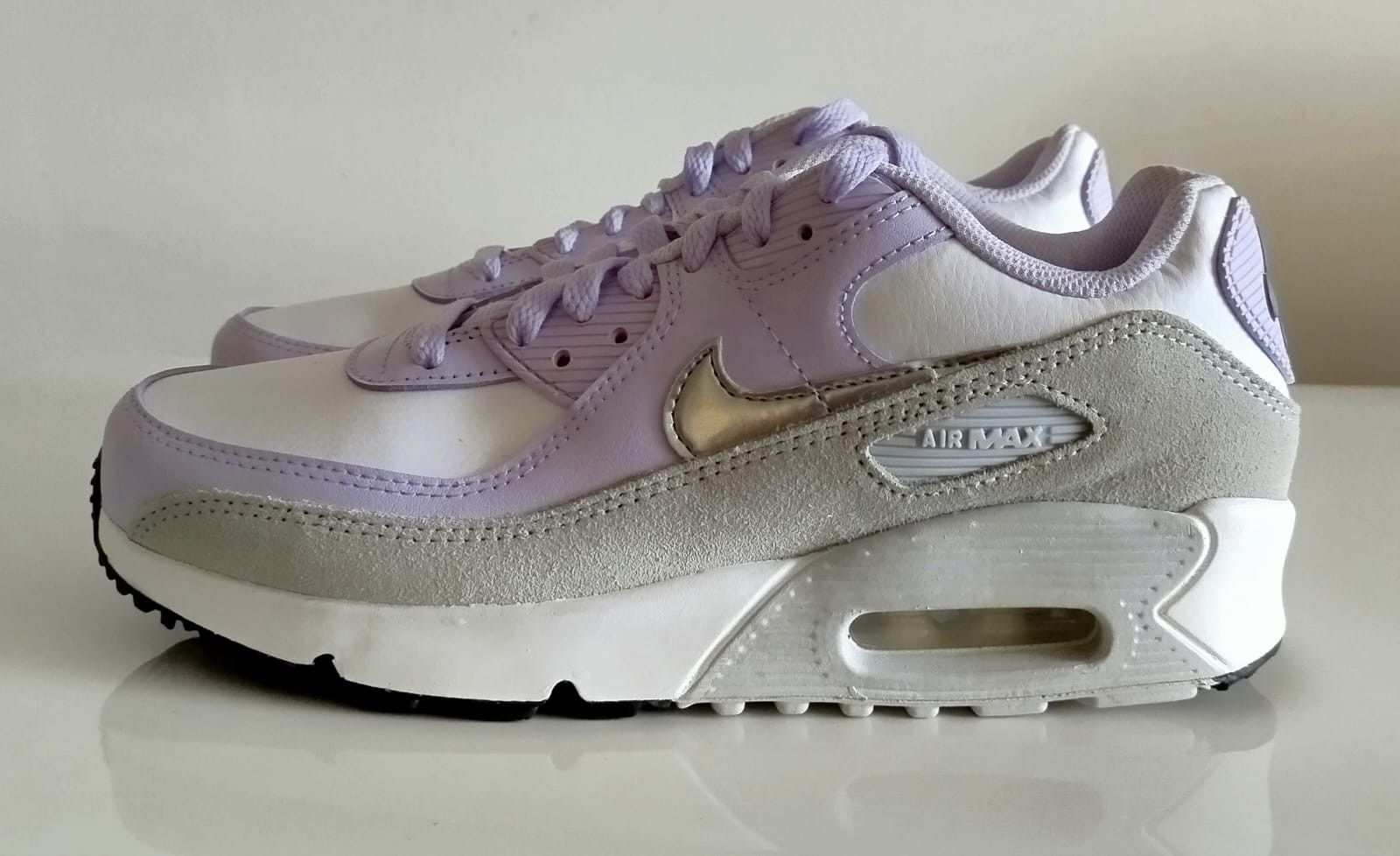 Nike Nike Air Max 90 White Violet Frost (GS) Size US 8.5 / IT 38.5 - 5 Thumbnail
