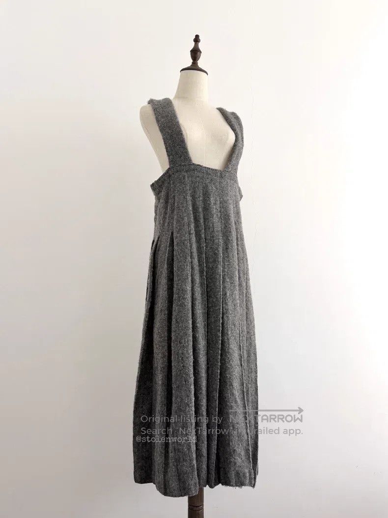 Comme Des Garcons Thick Woolen Overalls Pleated Skirt