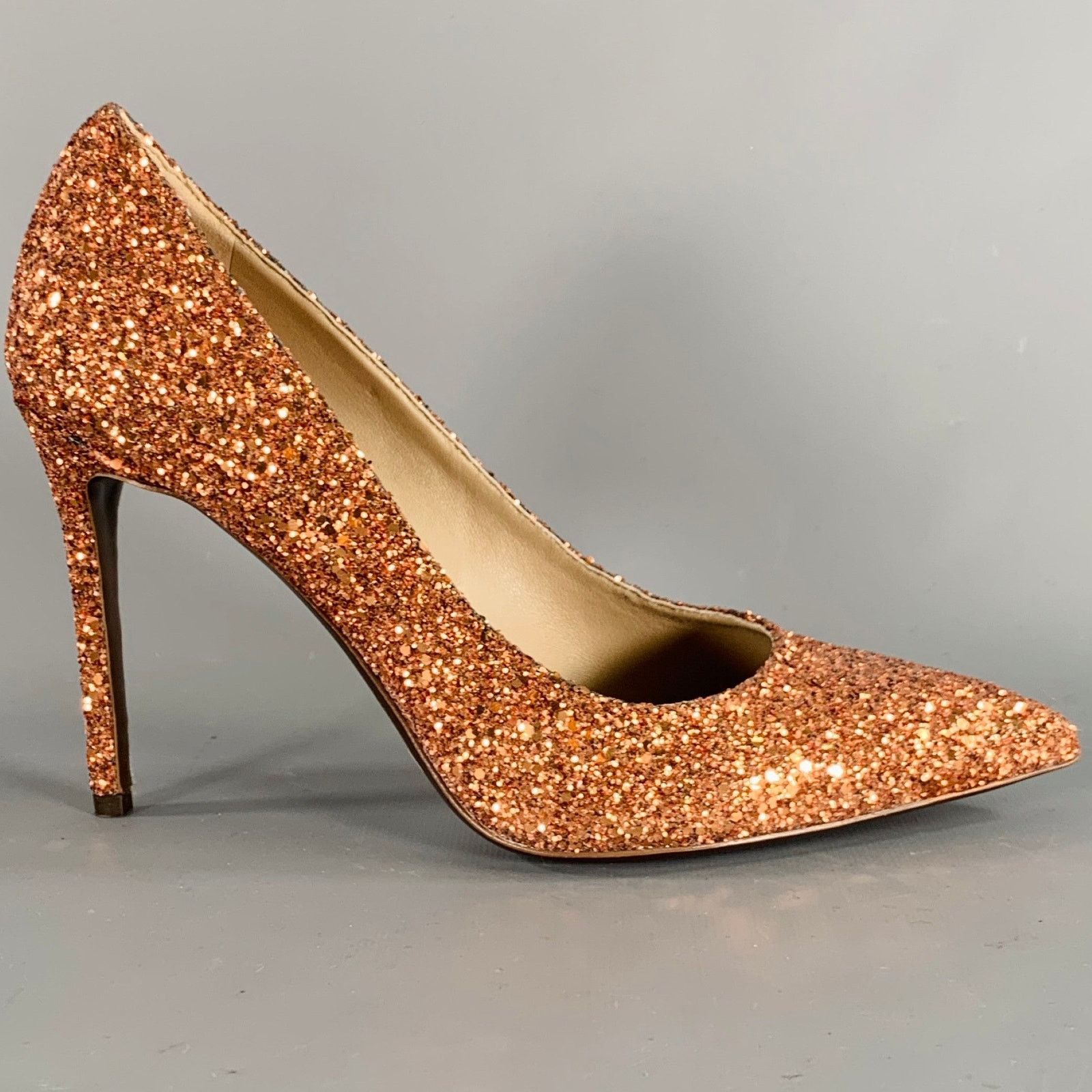 Michael Kors Size 9.5 Copper Glittered Leather Trim Stiletto Pumps Size US 9.5 / IT 39.5 - 2 Thumbnail