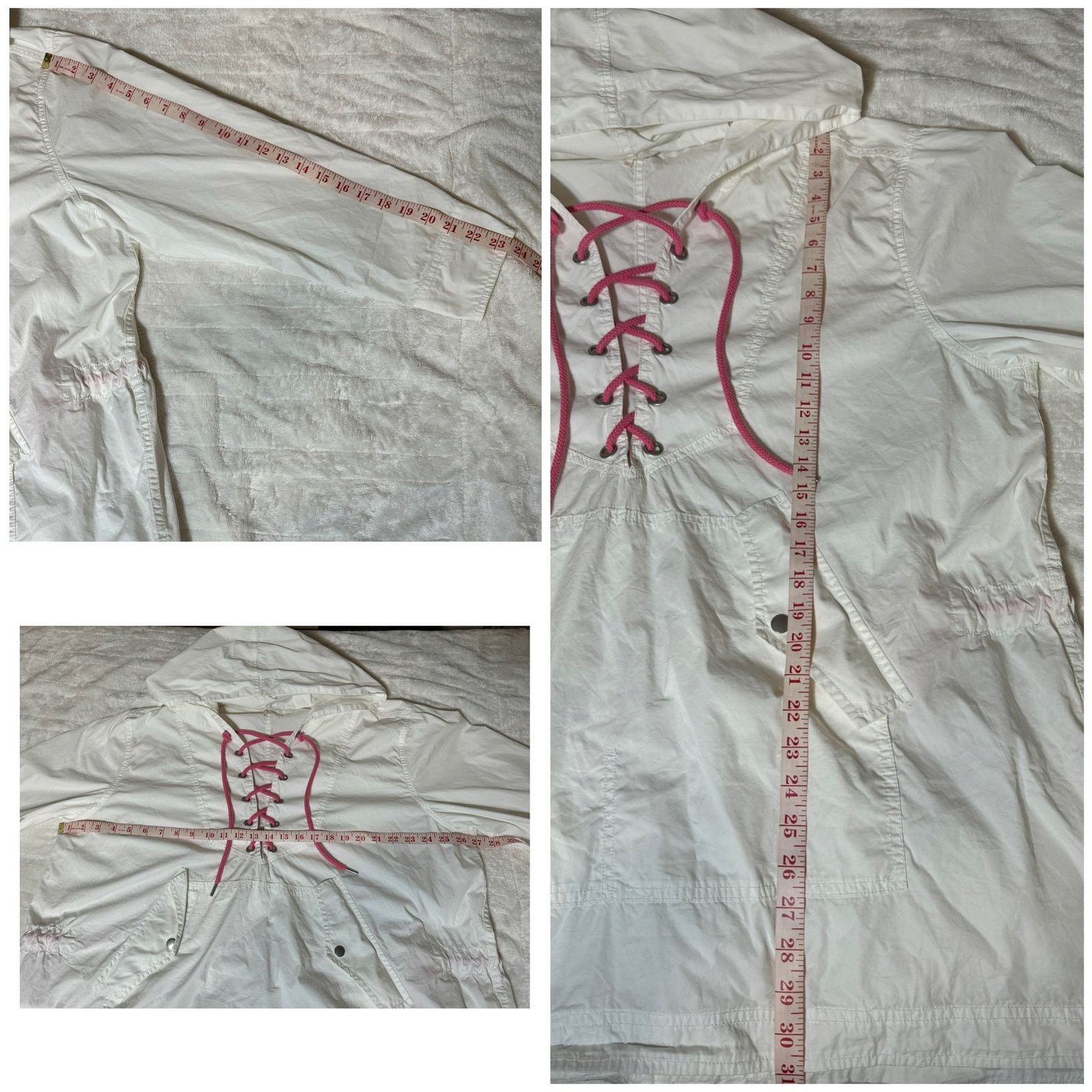 Free People Free People White Pink Lace up Poplin Pullover Hoodie XS/S Size S / US 4 / IT 40 - 8 Thumbnail