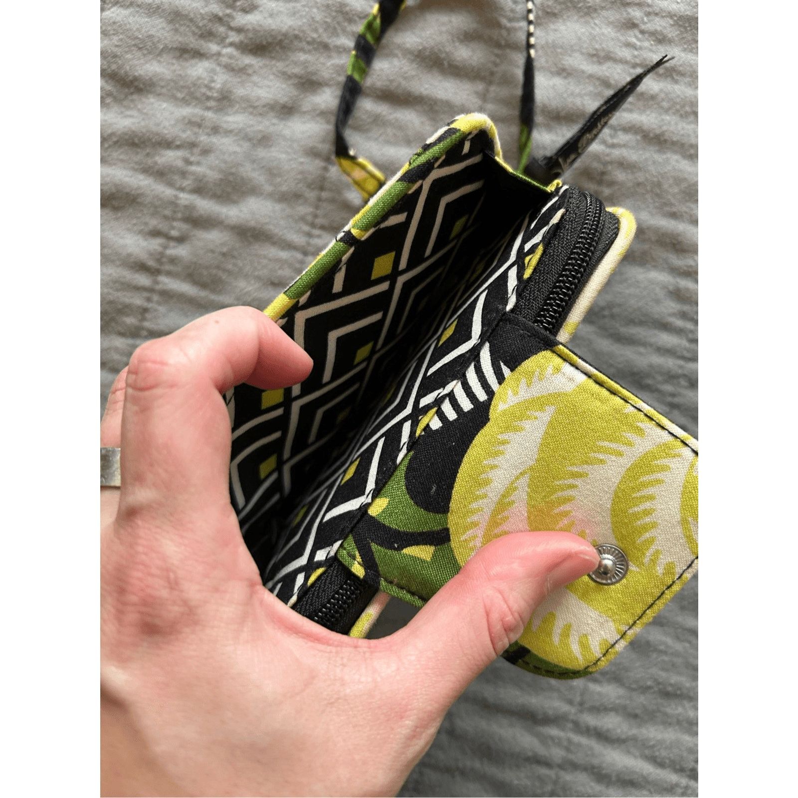Vera Bradley VERA BRADLEY La Neon Rose Euro Wallet / Wristlet Black Size ONE SIZE - 8 Thumbnail