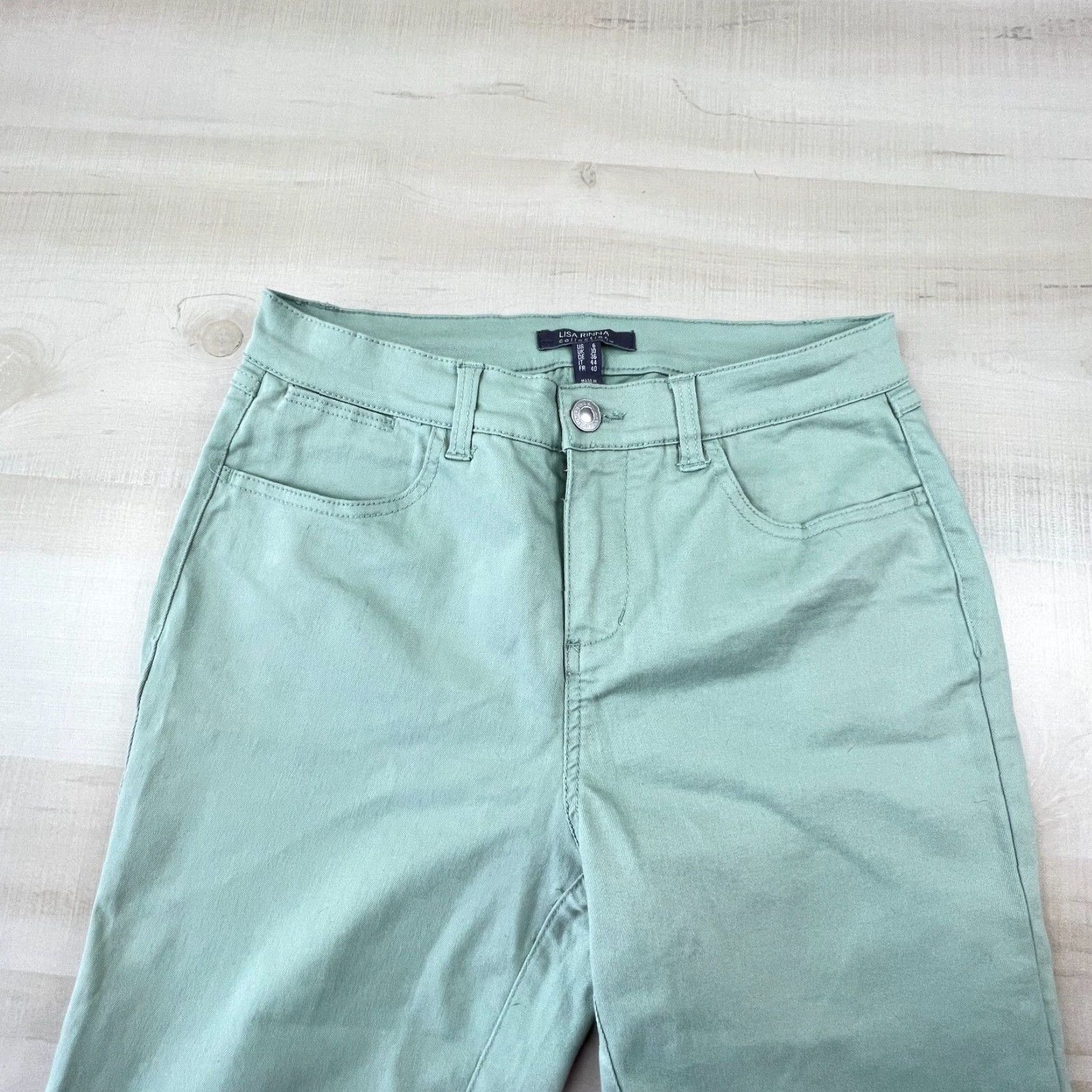 Vintage Lisa Rinna Womens Green Skinny Jeans 6 Mid Rise Stretch Denim Size 28" / US 6 / IT 42 - 2 Thumbnail