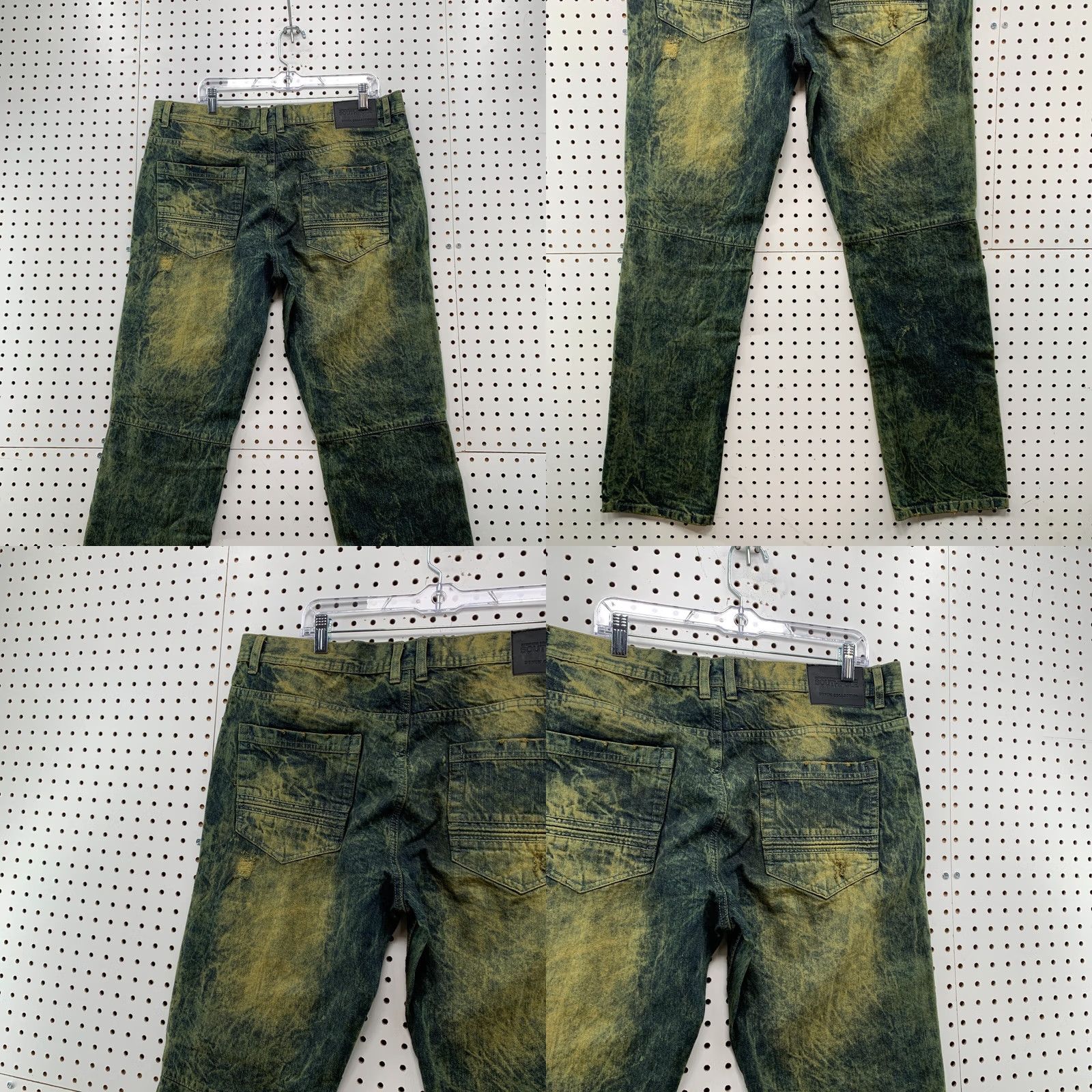 Southpole VINTAGE South Pole Moto Denim Jeans Mens 38x34 Green Acid Wash 38x33 Fits 90s Y2K Straight Jeans Mens Size US 38 / EU 54 - 9 Thumbnail