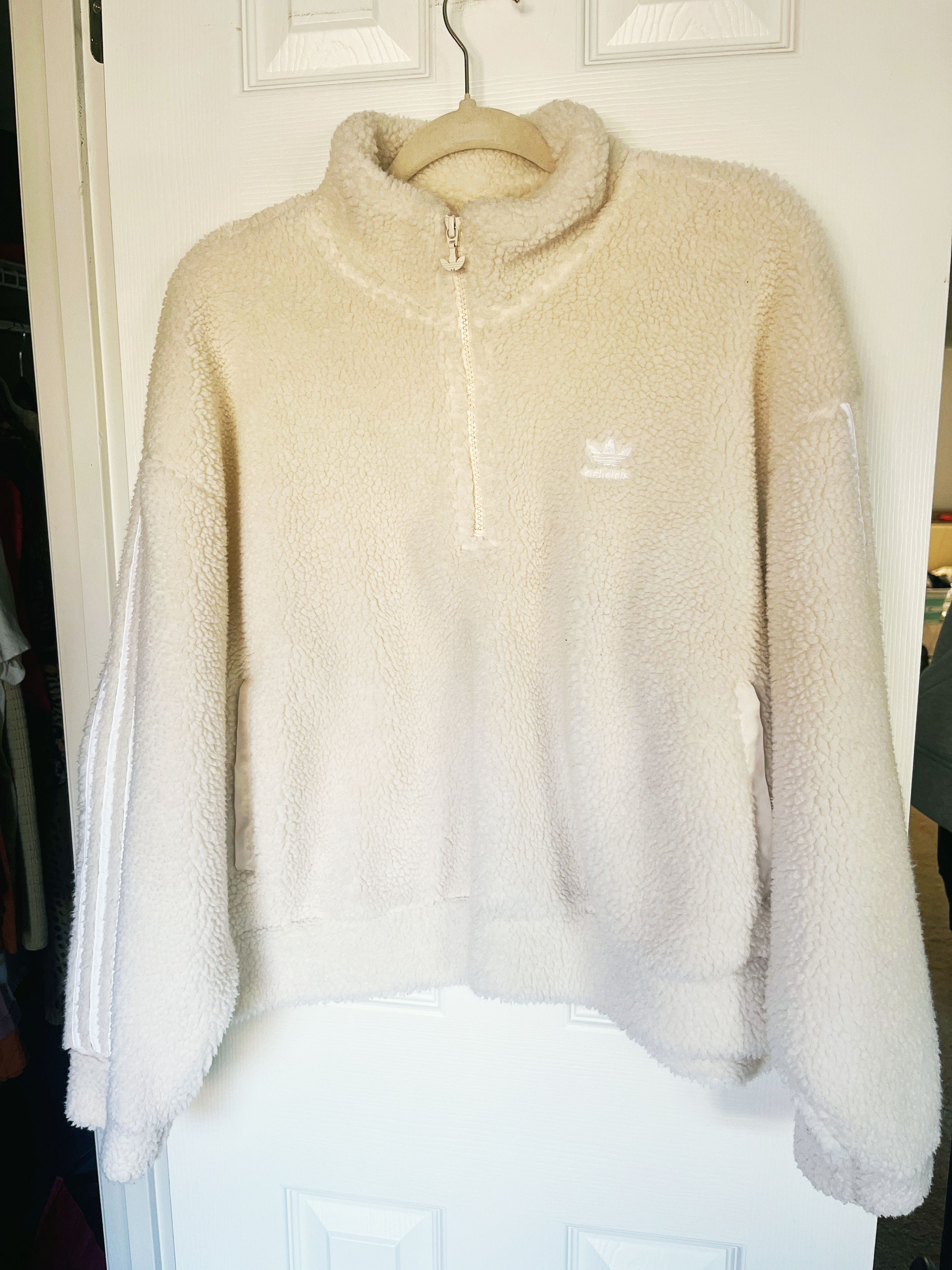 Adidas Adidas Half-Zip Fleece Sweatshirt Ivory Size Medium Size M / US 6-8 / IT 42-44 - 2 Thumbnail