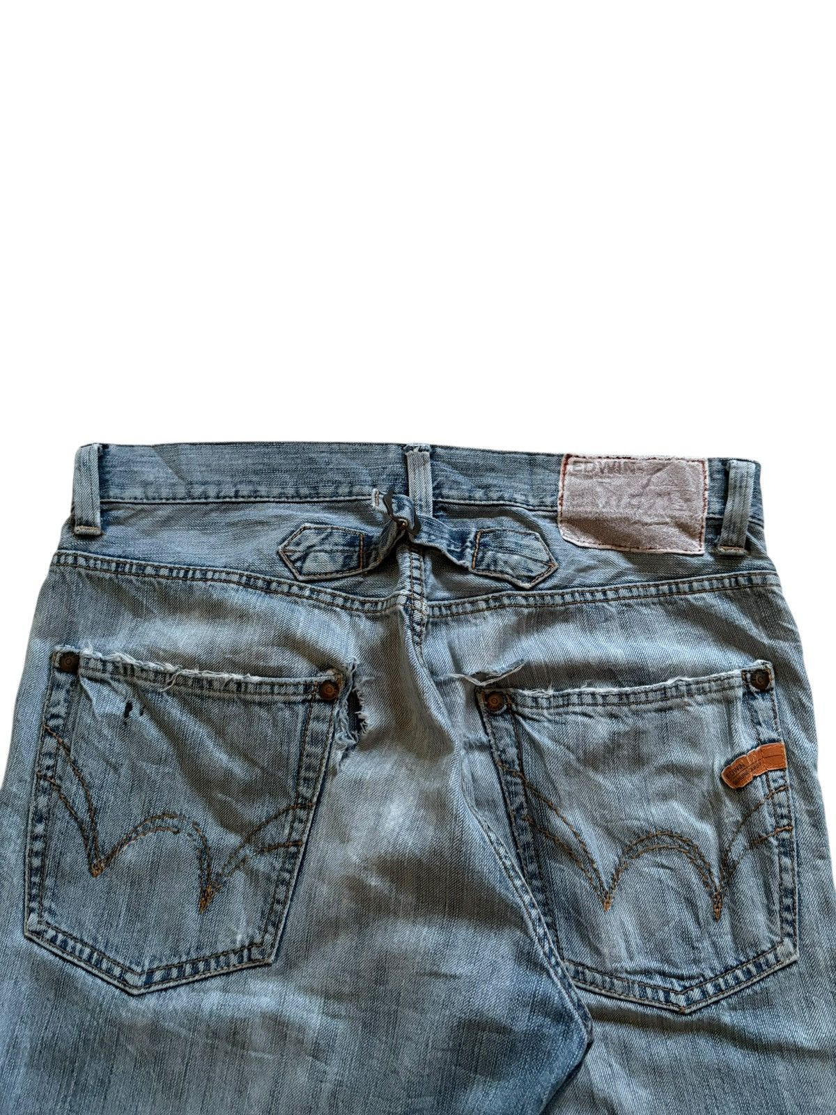 Edwin SALES🔥Vintage Edwin Buckle Back Distressed Baggy Jean Short Size US 35 - 12 Thumbnail