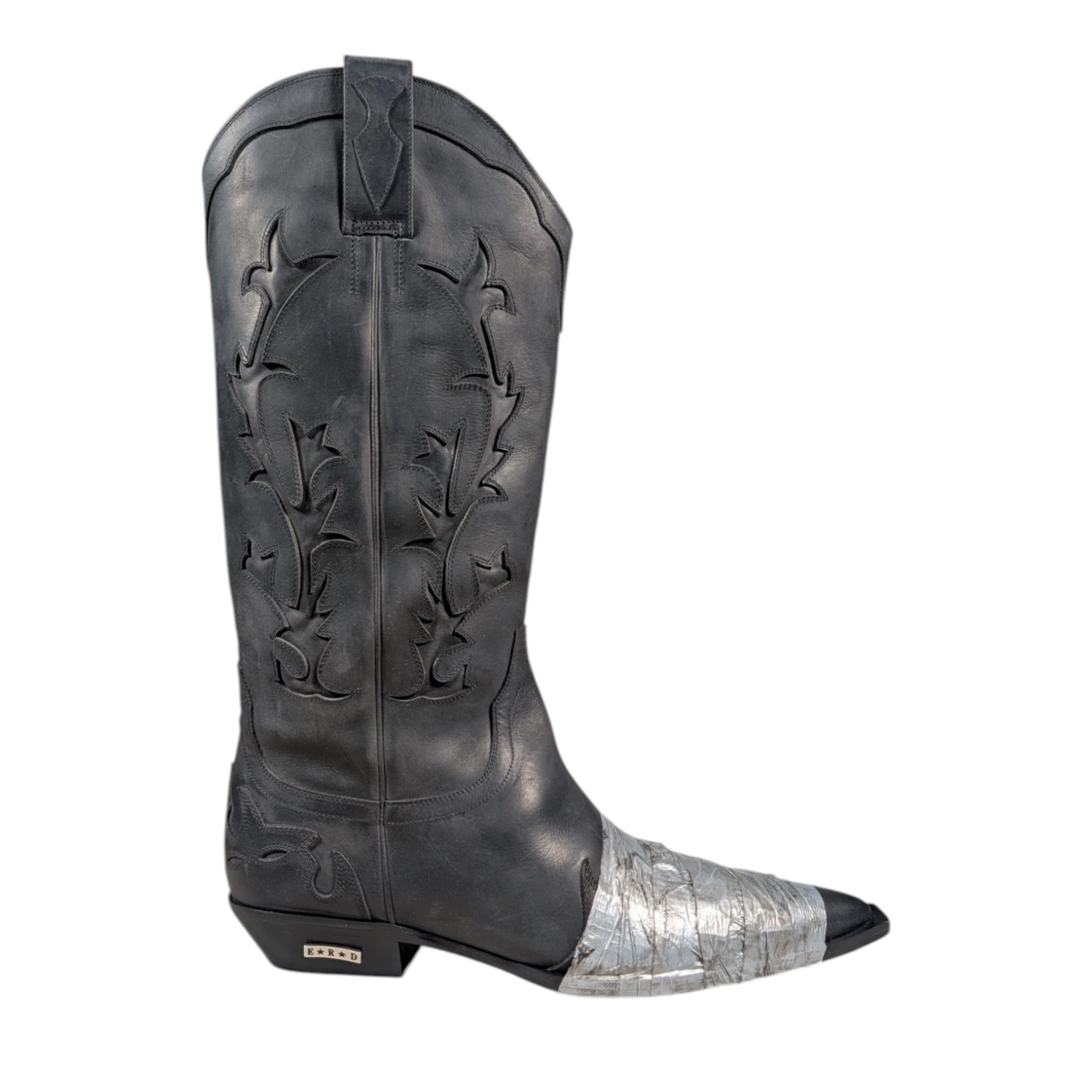 Enfants Riches Deprimes ERD Duct Tape Black Leather Cowboy Boots SSENSE Exclusive Size US 9 / EU 42 - 2 Thumbnail