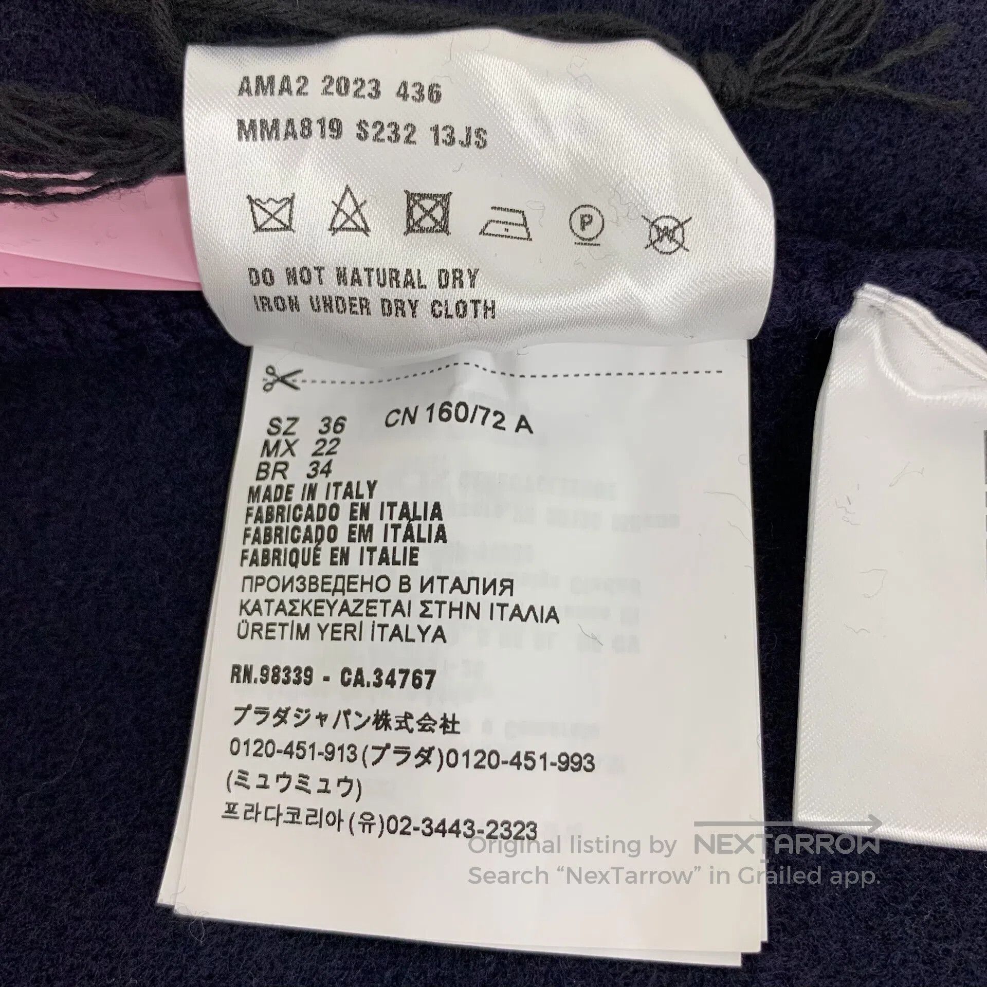 Miu Miu Miu Miu Navy blue logo lettering embroidery cashmere round Size XS / US 0-2 / IT 36-38 - 8 Thumbnail
