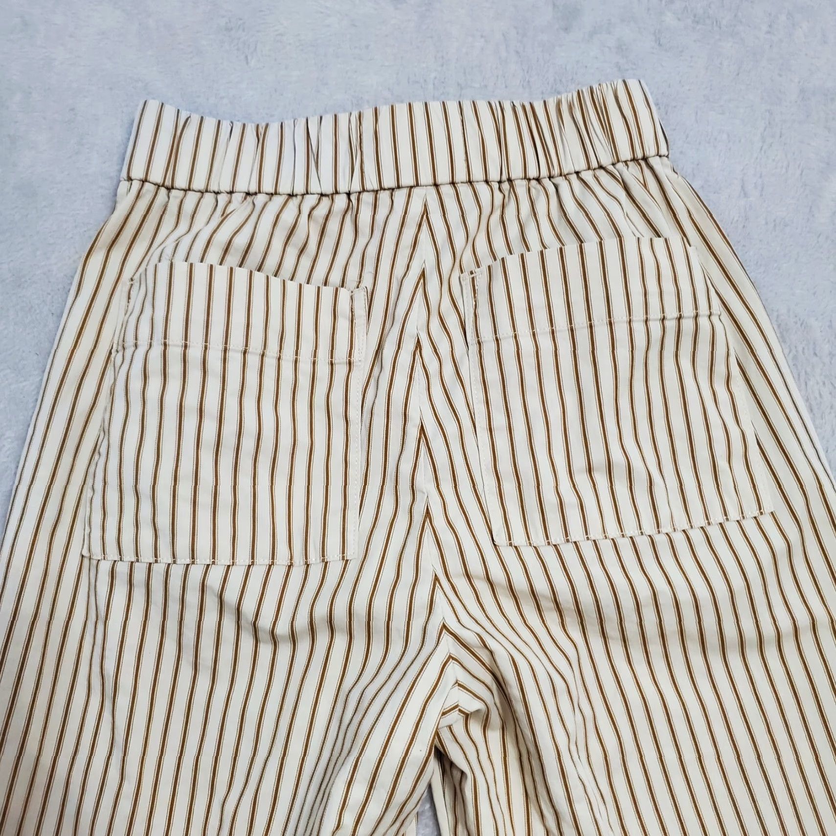 Everlane VINTAGE Everlane Pants Womens 0 Tan Brown Striped Organic Cotton Pull On Preppy Size 25" / US 0 / IT 36 - 6 Thumbnail