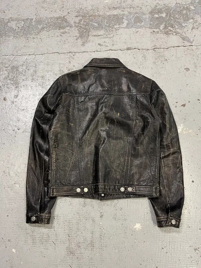 Daniele Alessandrini Daniele Alessandrini Eroded Black Leather Trucker Jacket Size S / US 4 / IT 40 - 2 Thumbnail