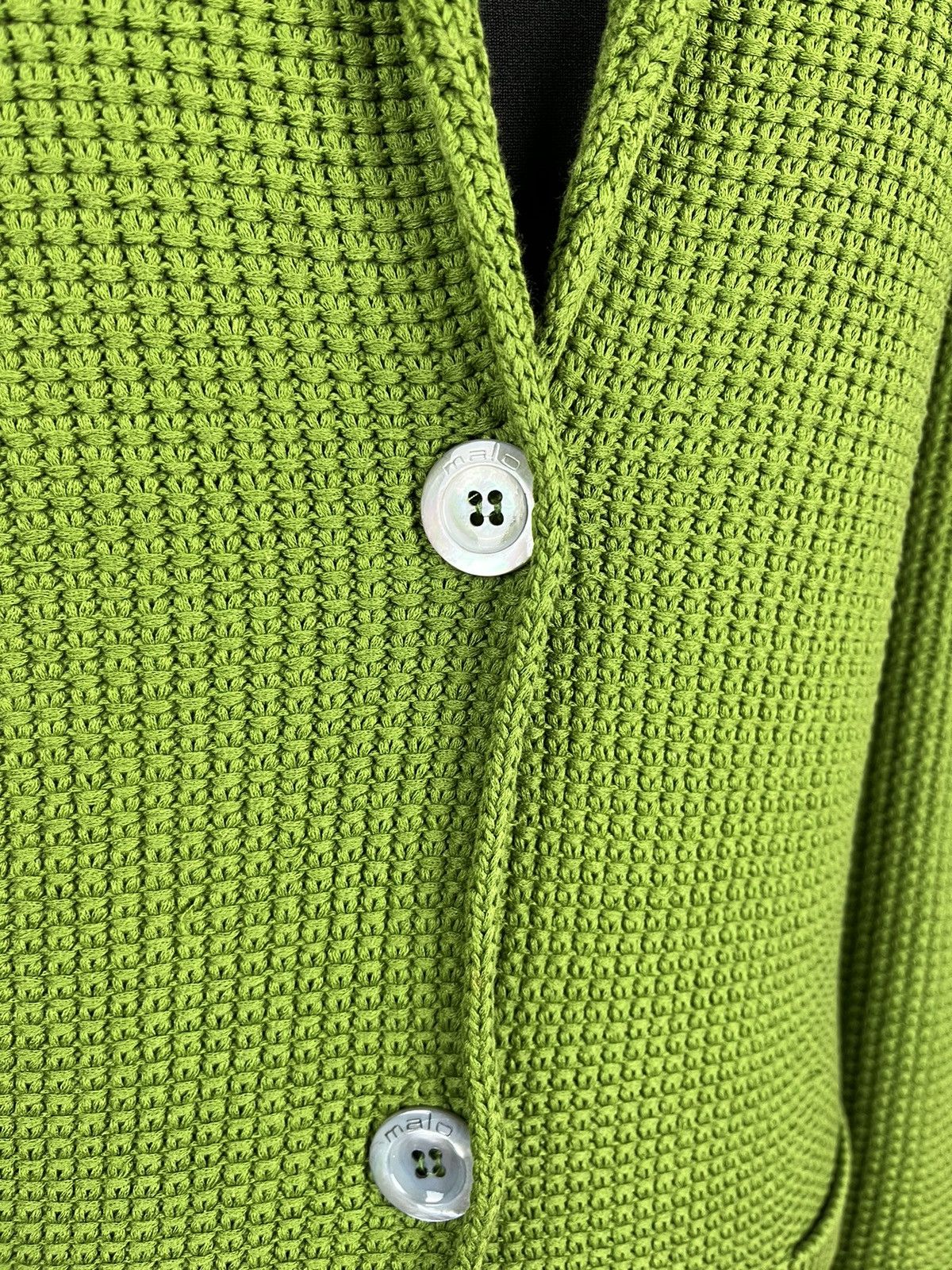 Designer × Malo Malo Green Cotton Knit Button Cardigan Blazer Womens (0411) Size M / US 6-8 / IT 42-44 - 7 Thumbnail