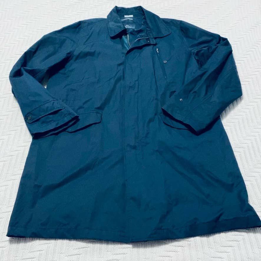 image of Nautica Navy Trenchcoat in Blue, Men's (Size 2XL)