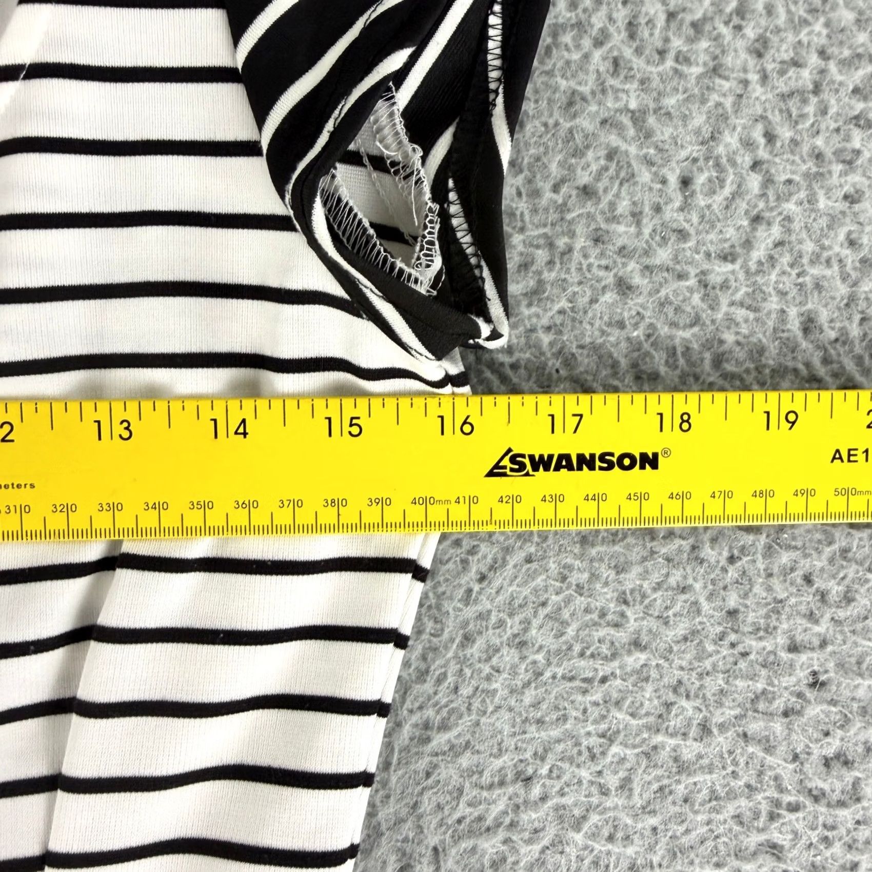 Vintage Maeve Fit Flare Dress Womens M White Striped Ruffle Square Neck Jersey Polyester Spandex Casual Workwear of-the-moment Nautical Preppy City Designer Size M / US 6-8 / IT 42-44 - 4 Thumbnail