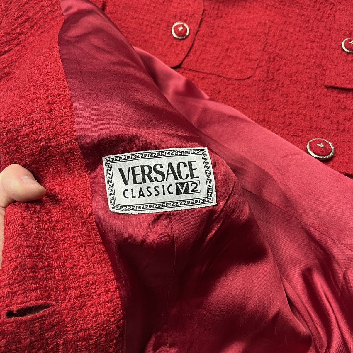 Versace × Vintage Versace Classic V2 Women’s Suit Blazer & Skirt Luxury Red Size M / US 6-8 / IT 42-44 - 13 Thumbnail