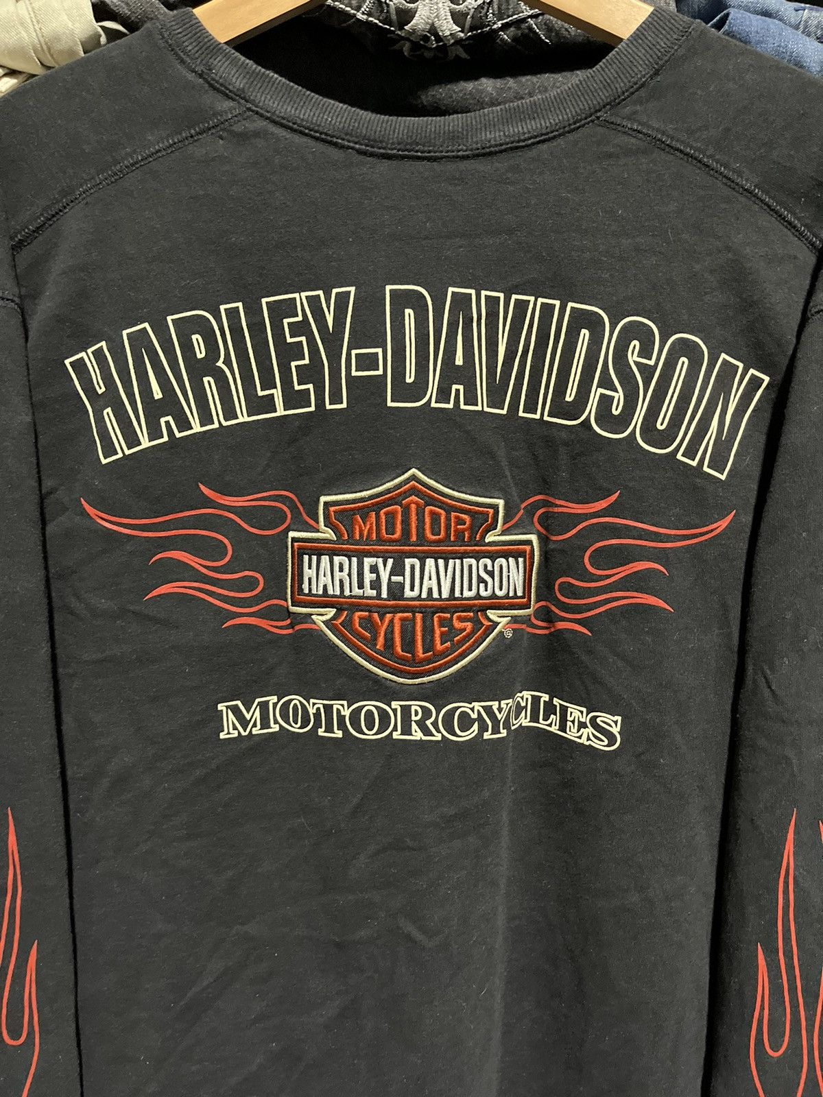 Harley Davidson × JNCO × Vintage CRAZY Y2K HARLEY DAVIDSON FLAME LOGO LONGSLEEVE TEE SHIRT Size US XL / EU 56 / 4 - 10 Thumbnail